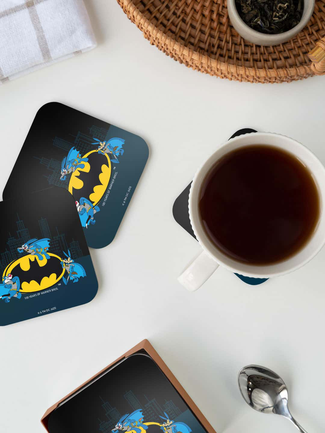 

macmerise Black & Yellow Bugsman Printed Square Coaster