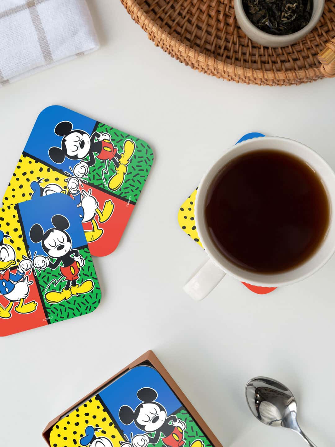 

macmerise Blue & Red Disney Fist Bump Printed Square Coaster