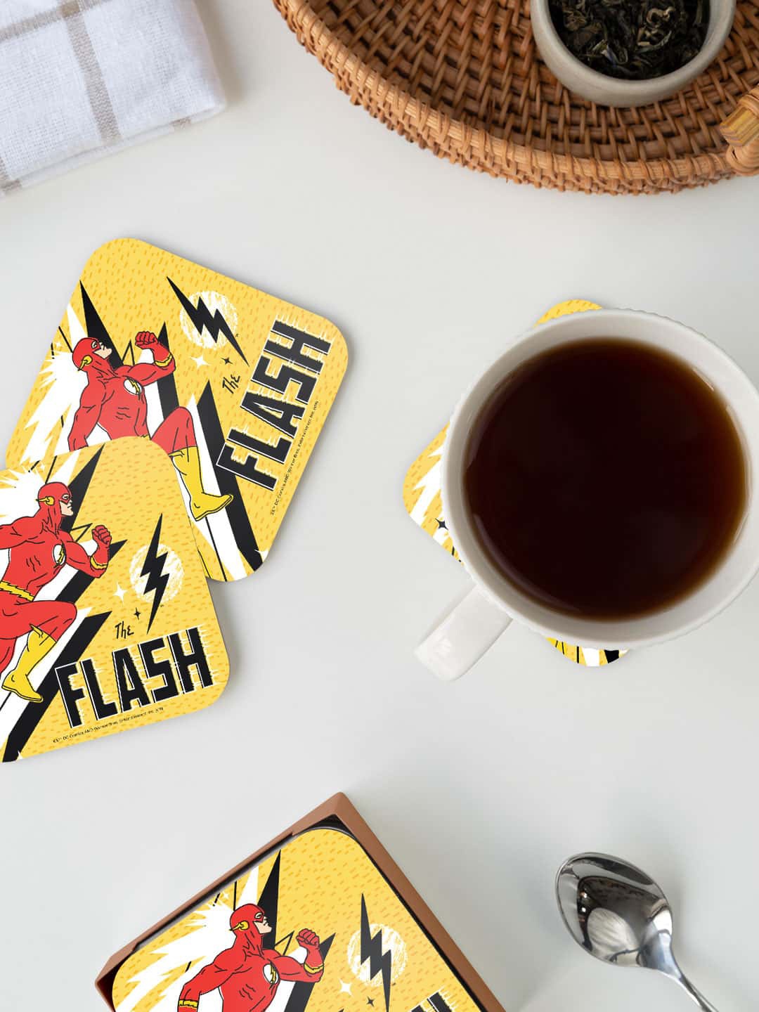 

macmerise Yellow & Red The Flash Comic Printed Square Coaster