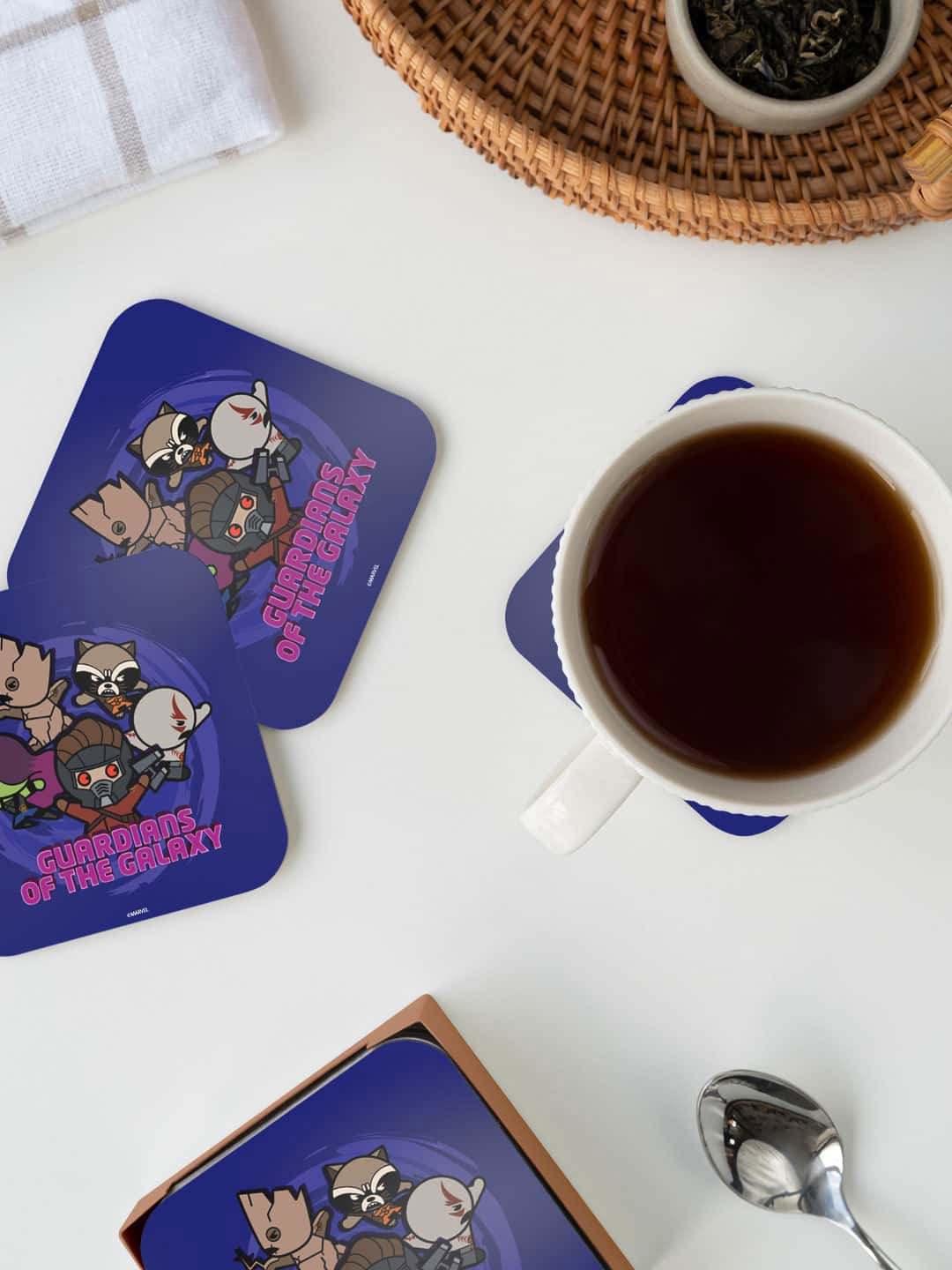 

macmerise Blue & Brown Kawaii Guardians of the Galaxy Printed Square Coaster