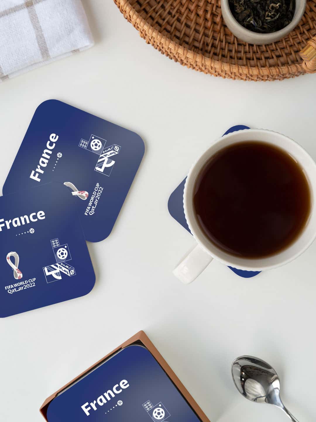 

macmerise FIFA Blue & White France Printed Square Coaster