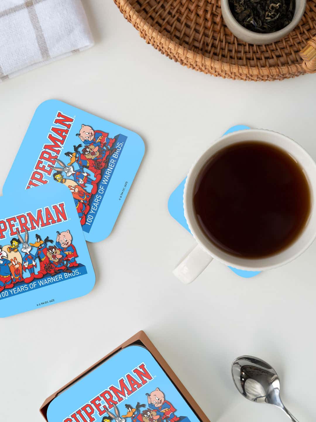

macmerise Blue & Red Superman Team Up Printed Square Coaster
