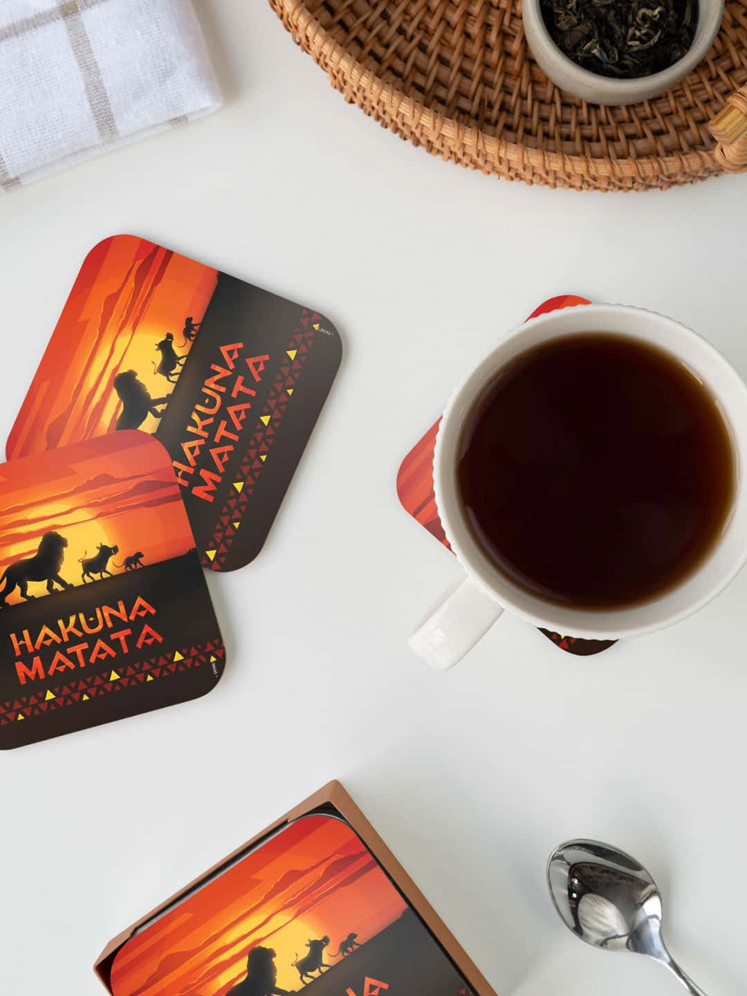 

macmerise Red & Black Hakuna Matata Printed Square Coaster