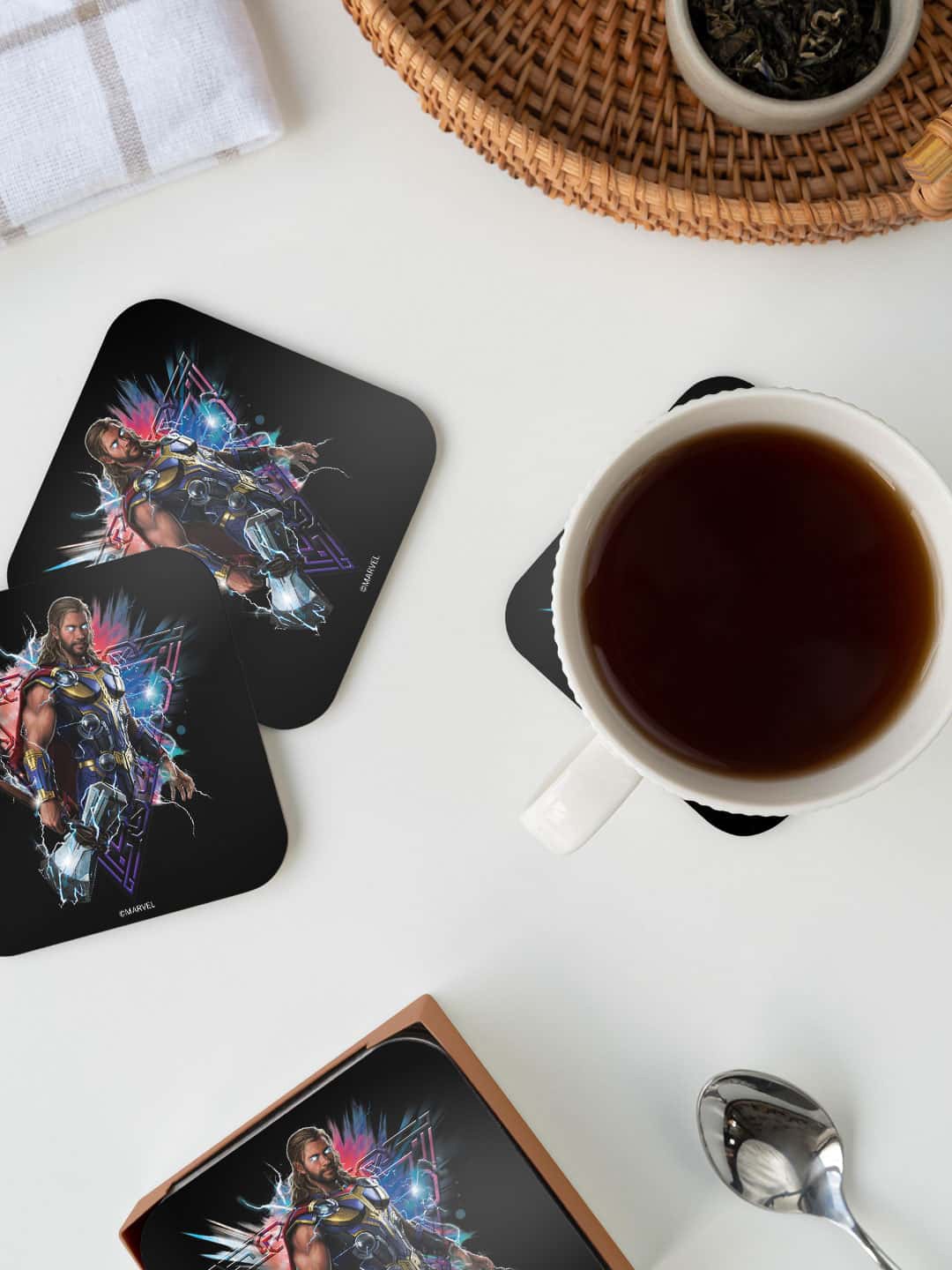 

macmerise Black & Blue Worthy Thor Pose Printed Square Coaster