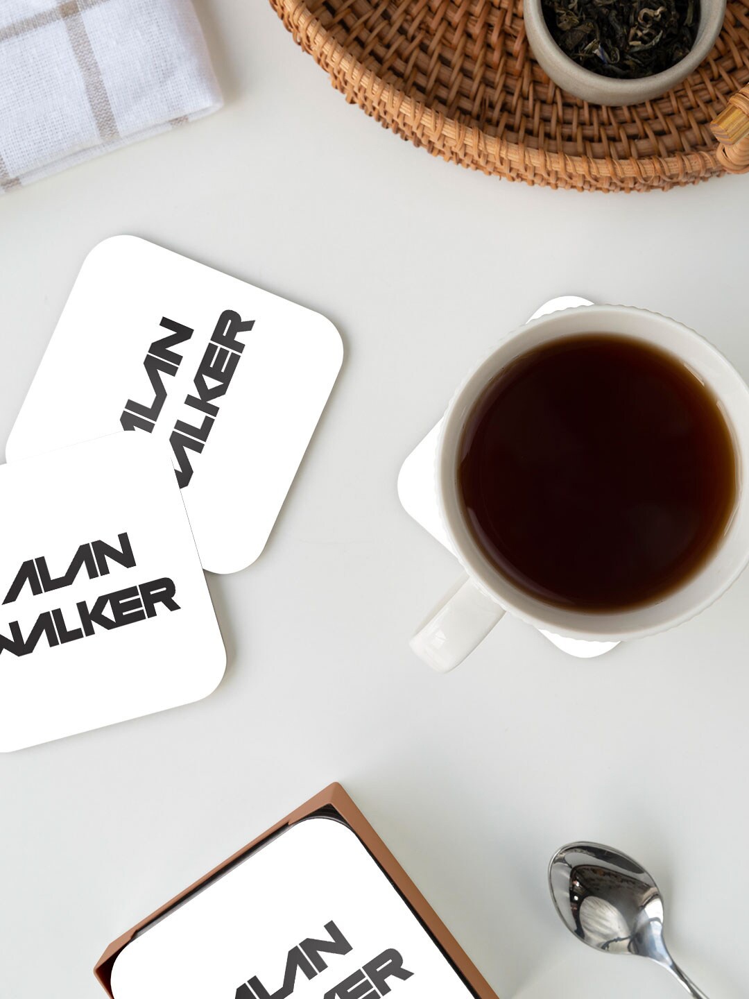 

macmerise White & Black AW Printed Square Coaster