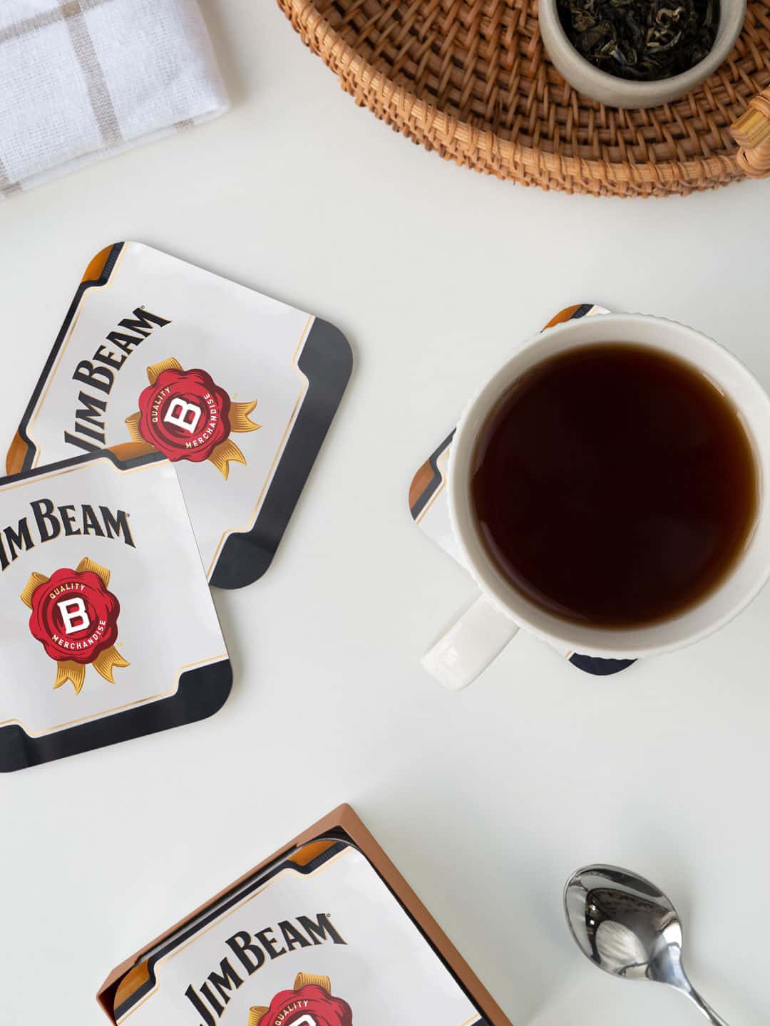 

macmerise White & Red Jim Beam Bold & Strong Printed Square Coaster