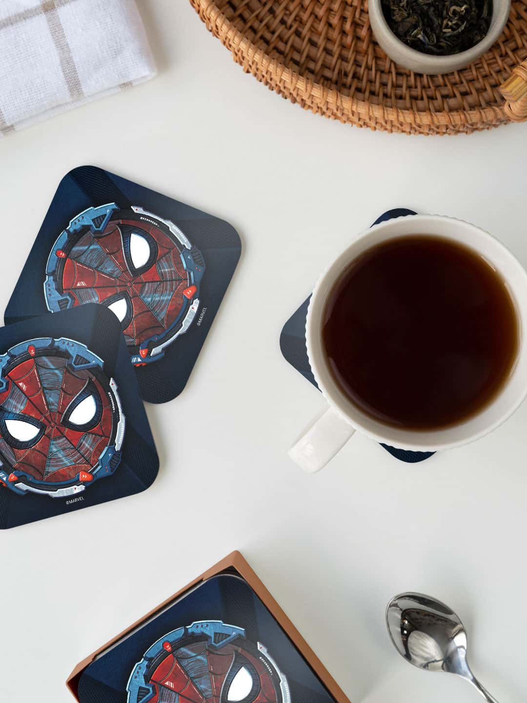 

macmerise Blue & Red Armor Badge Spider Man Printed Square Coaster