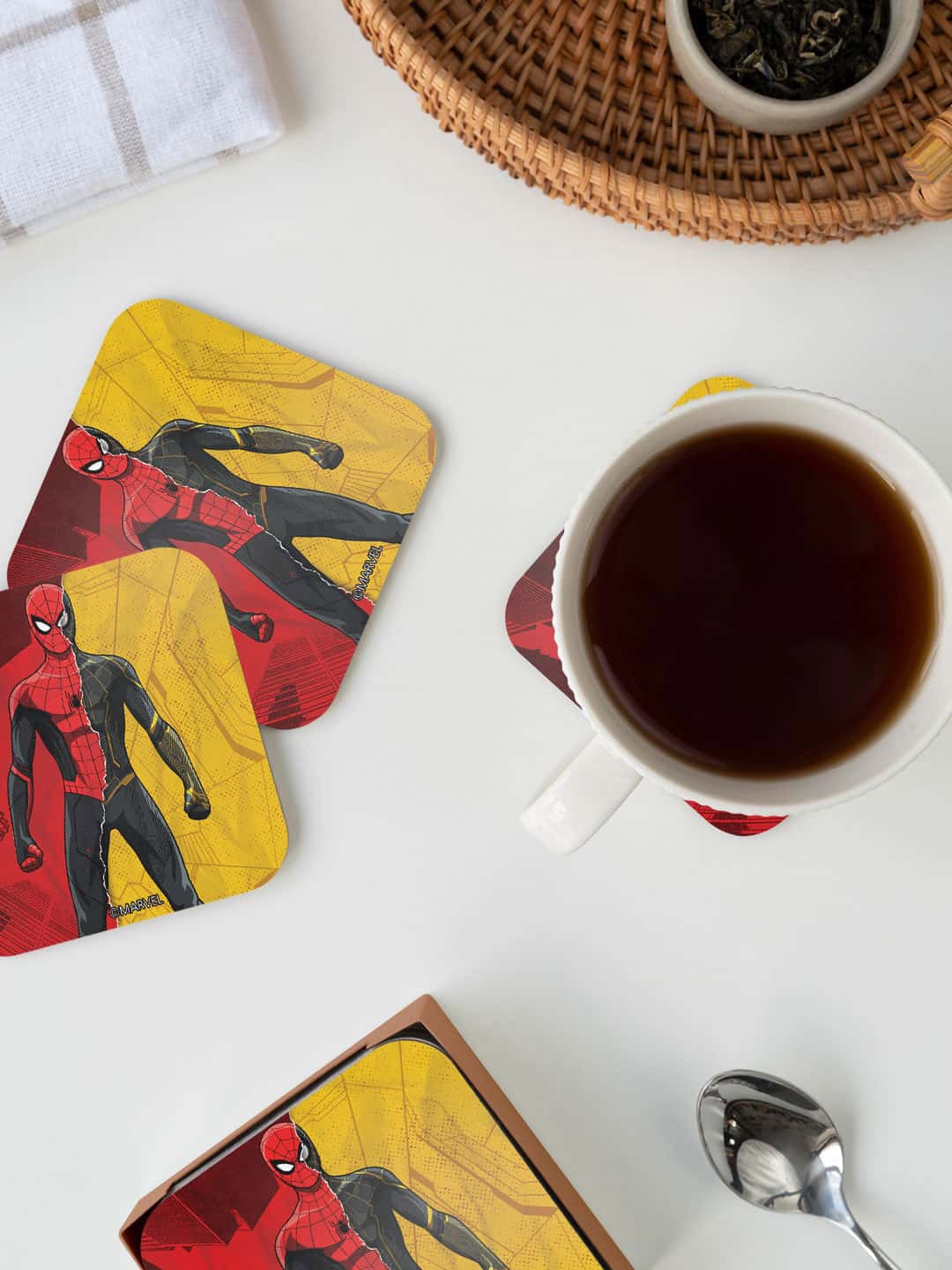 

macmerise Marvel Red & Yellow Peter Printed Square Coaster