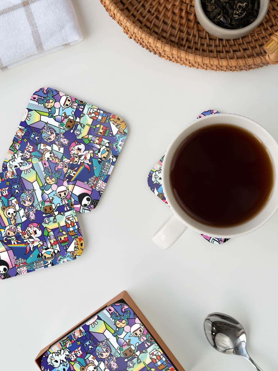 

macmerise Toki Doki Purple & Blue TD Ensemble Printed Square Coaster