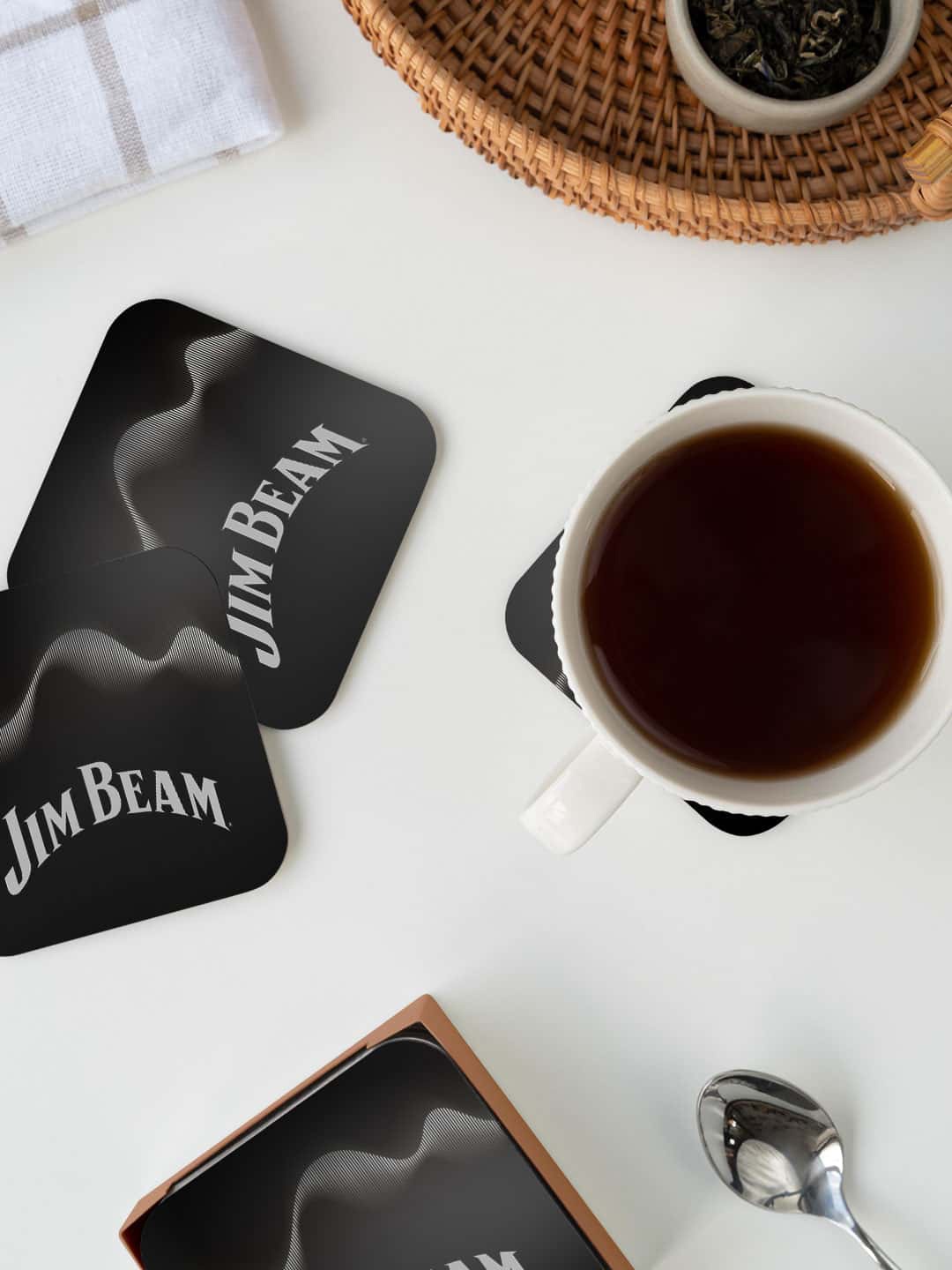 

macmerise Jim Beam Black & White Sound Waves Printed Square Coaster