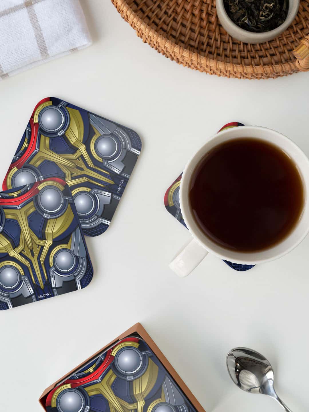 

macmerise Marvel Black & Grey Suit Up Worthy Thor Printed Square Coaster