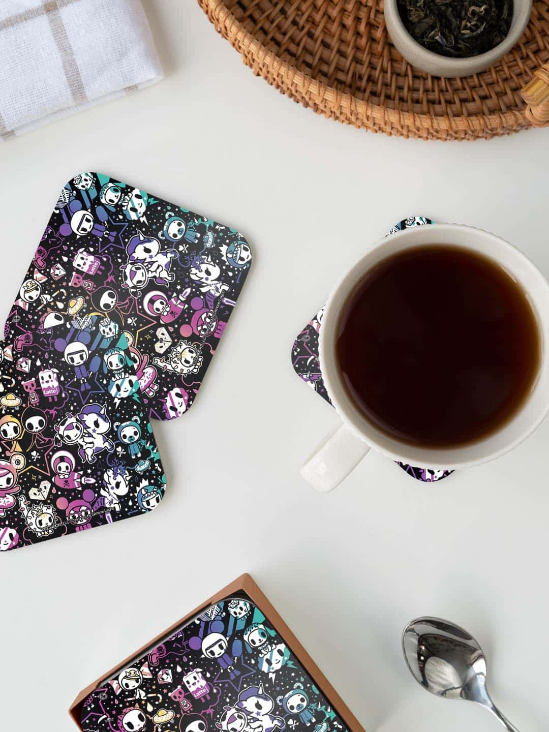 

macmerise Toki Doki Black & Purple TD Mashupart Printed Square Coaster