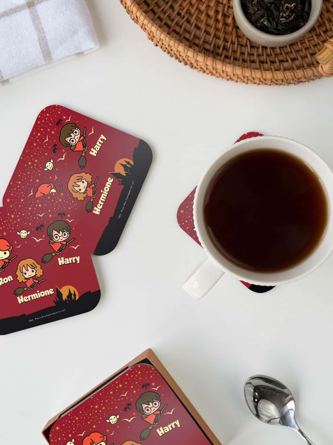 

macmerise Harry Potter Maroon Chibi Printed Square Coaster