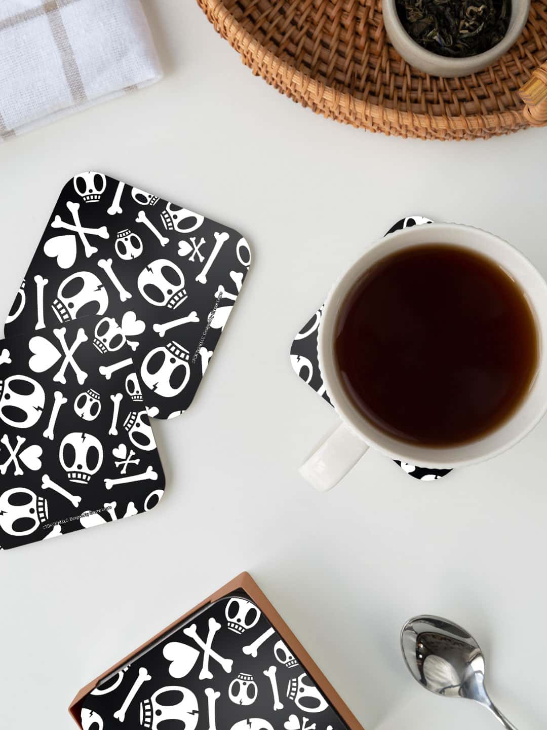 

macmerise Toki Doki Black & White TD Logo Love Printed Square Coaster