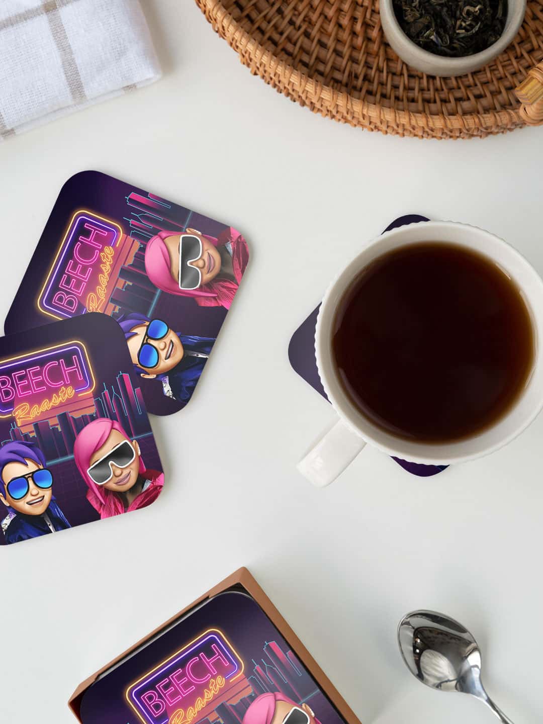 

macmerise Creator Brands Purple & Pink SM Beech Raaste Printed Square Coaster
