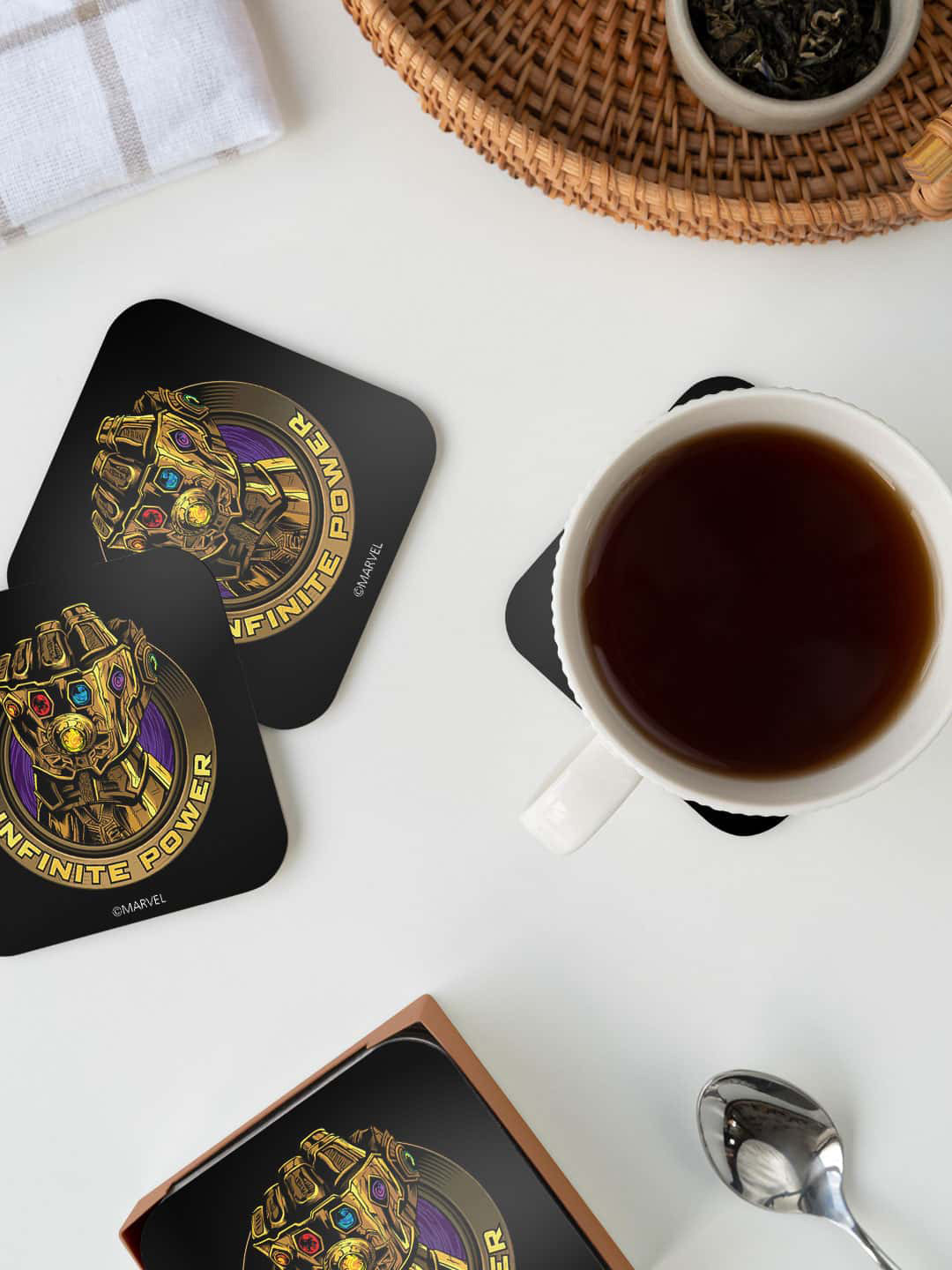 

macmerise Marvel Black & Brown Infinite Power Gauntlet Printed Square Coaster