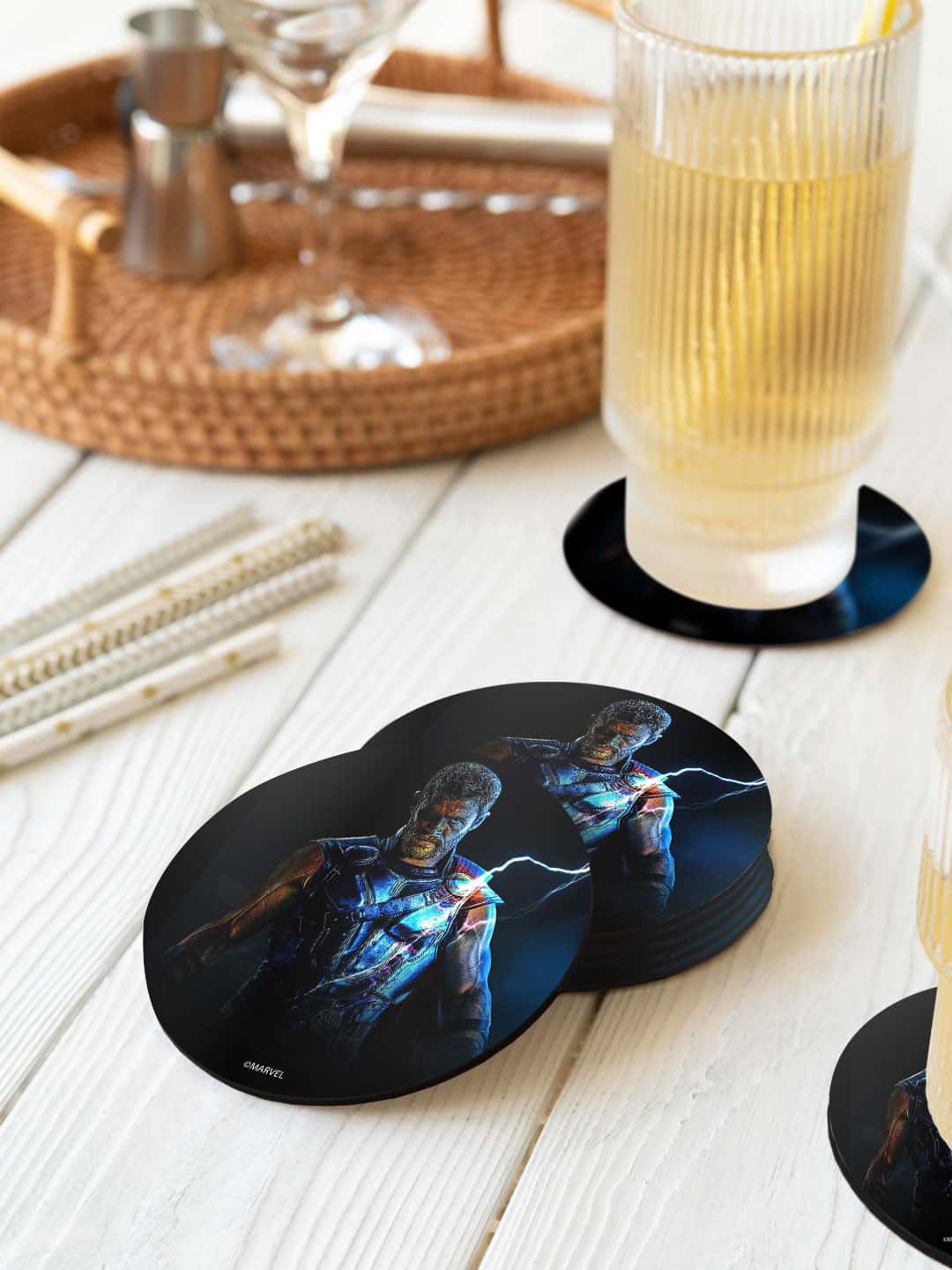 

macmerise Marvel Black & Blue 6 Pieces The Thor Triumph Printed Circle Coasters