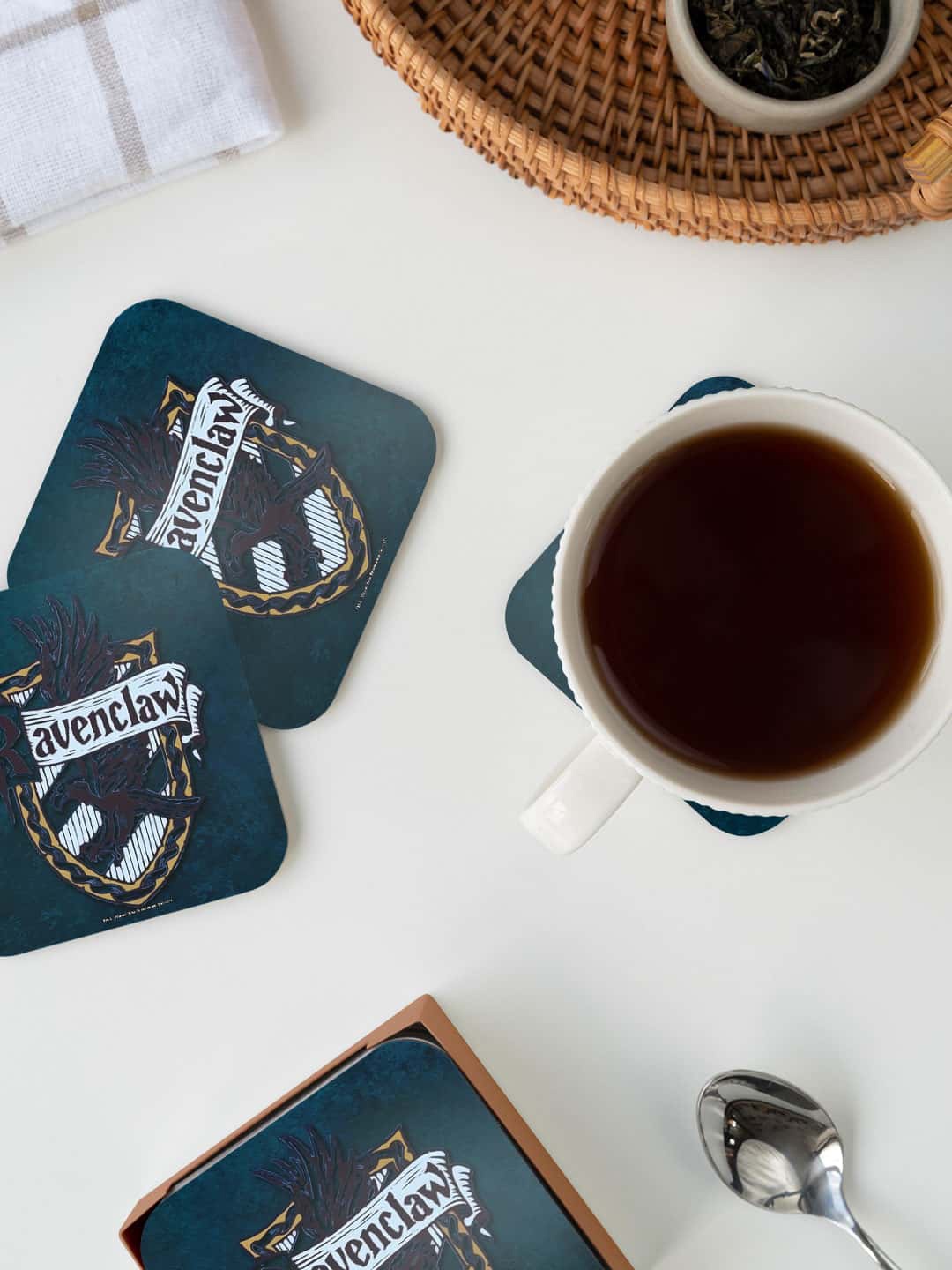 

macmerise Harry Potter Teal Blue & White Crest Ravenclaw Printed Square Coaster