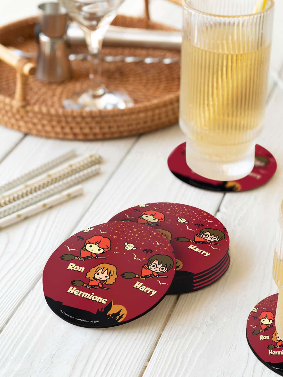 

macmerise Maroon 6 Pieces Harry Potter Chibi Printed Circle Coasters