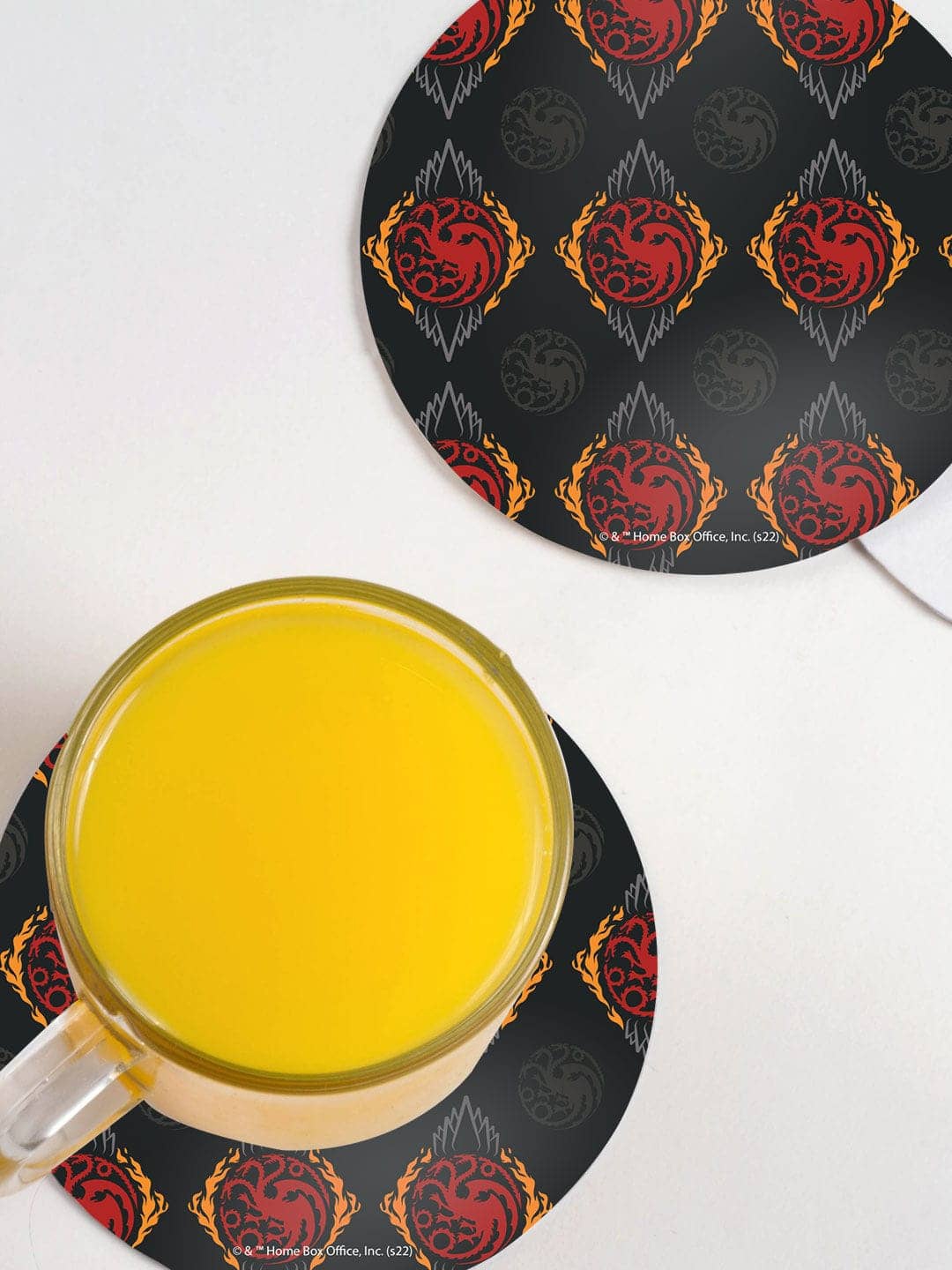 

macmerise House Of The Dragon Black & Red 6 Pieces Printed Circle Coasters