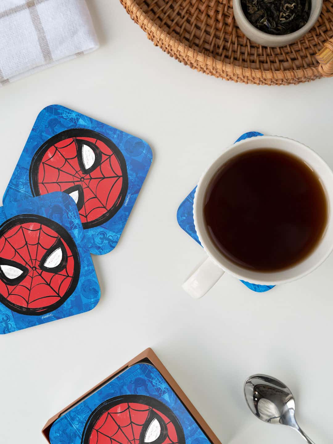 

macmerise Marvel Blue & Red Spidey Tingling Eyes Printed Square Coaster