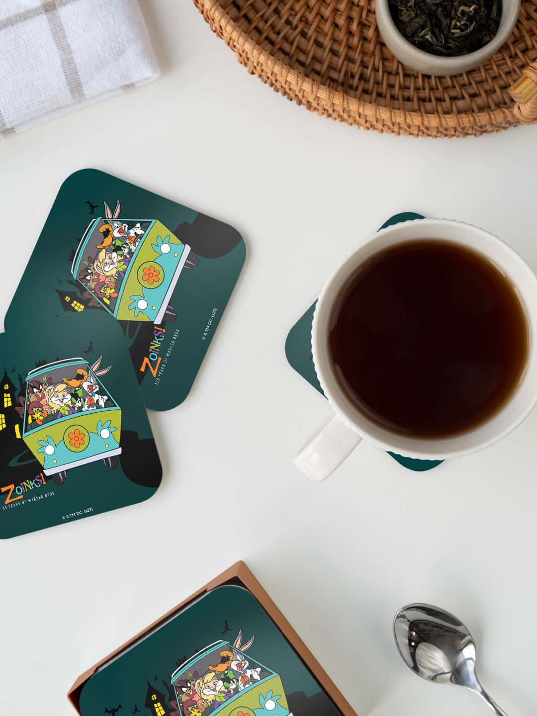 

macmerise Blue & Green Looney Zoinks Printed Square Coaster