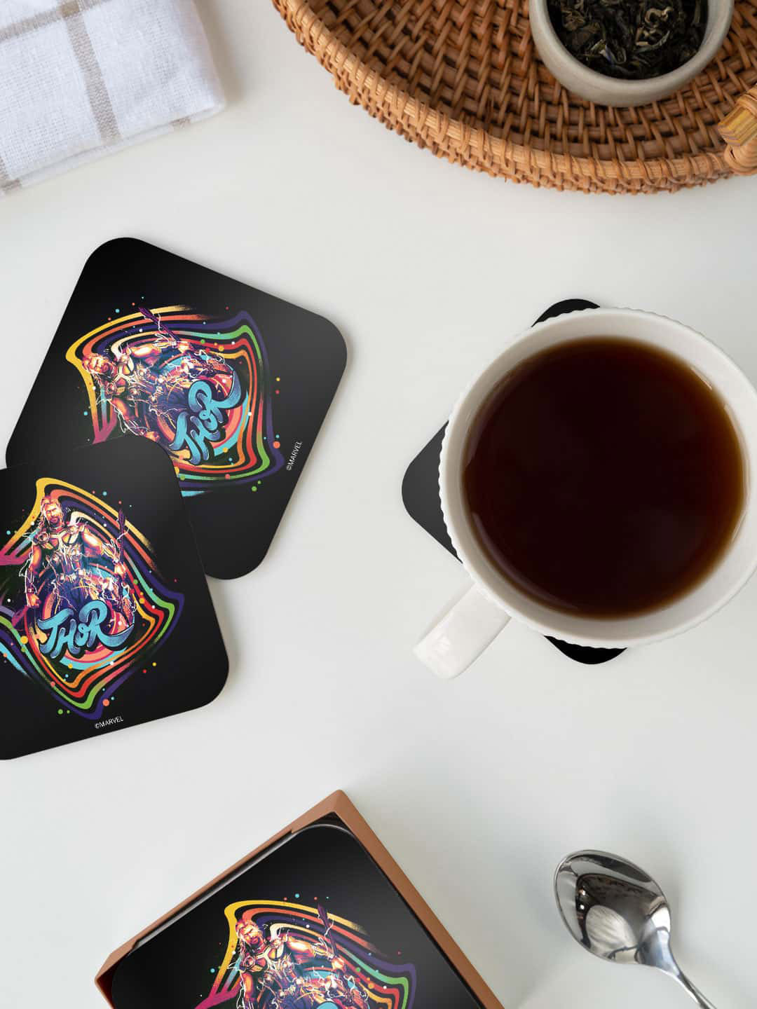 

macmerise Marvel Black & Blue Bifrost Thor Printed Square Coaster