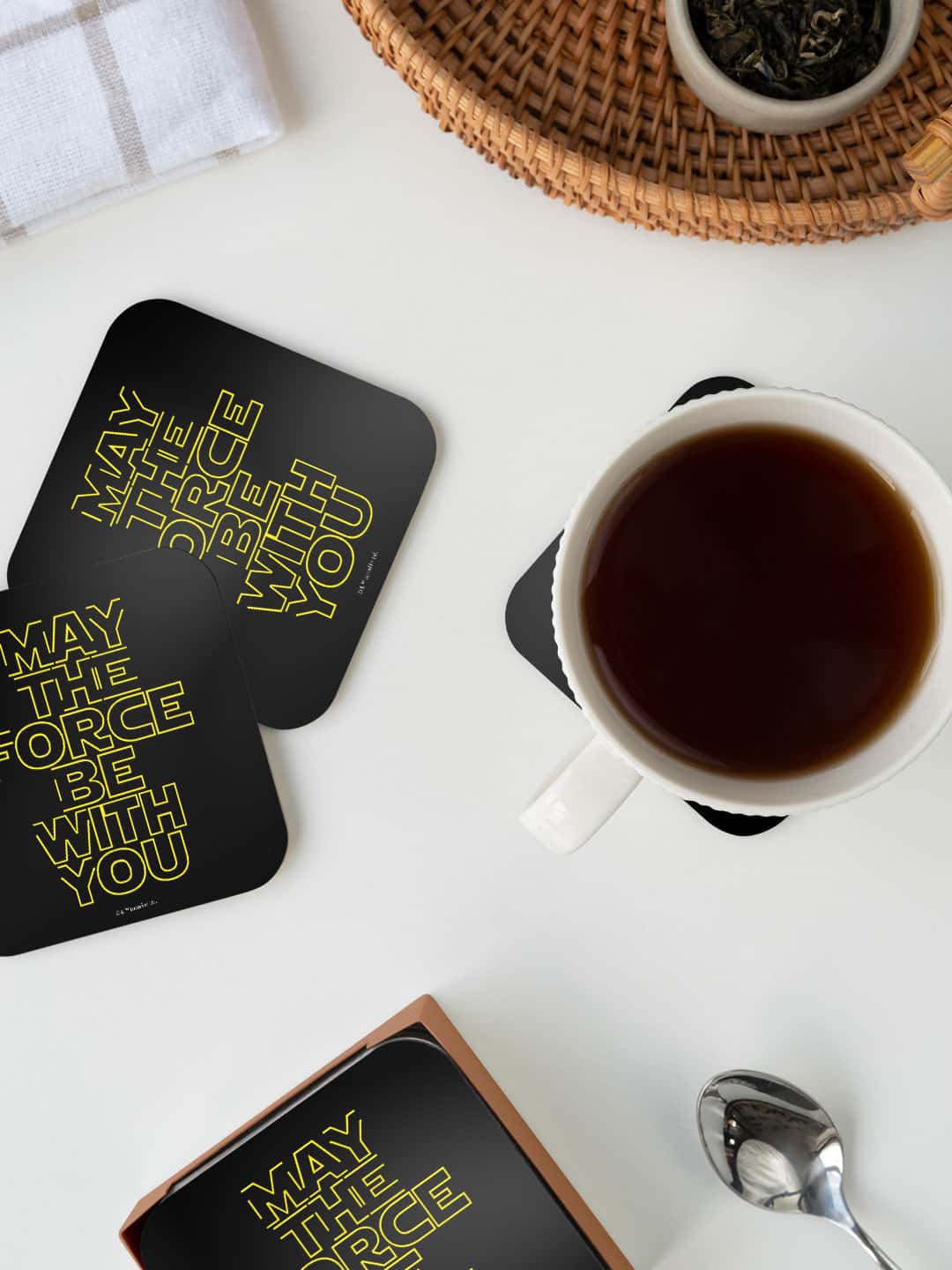 

macmerise Star Wars Black & Yellow May The Force Be With You Printed Square Coaster