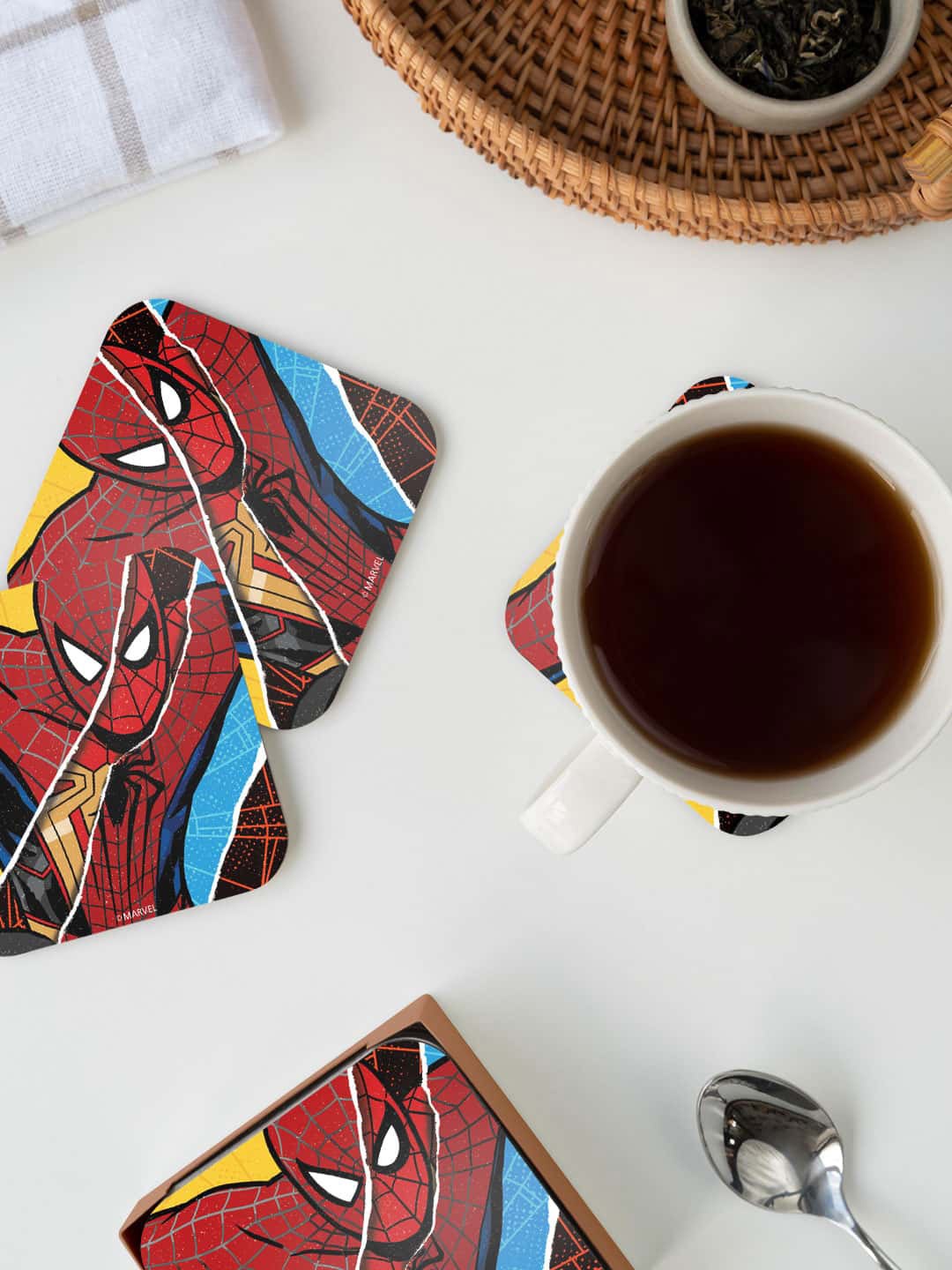 

macmerise Marvel Red & Blue Spidey Suits Printed Square Coaster