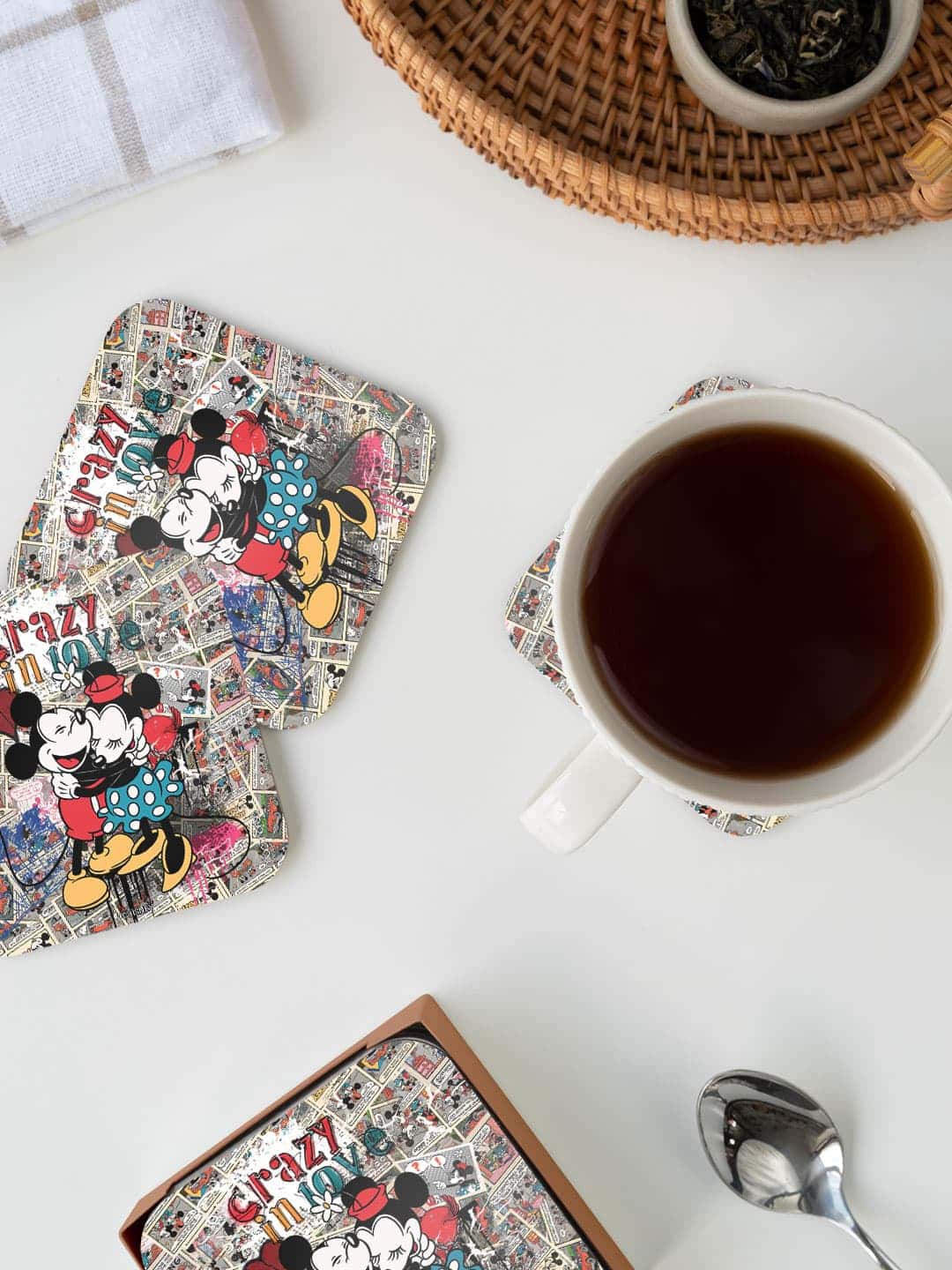 

macmerise Disney Red & Blue Crazy In Love Printed Square Coaster