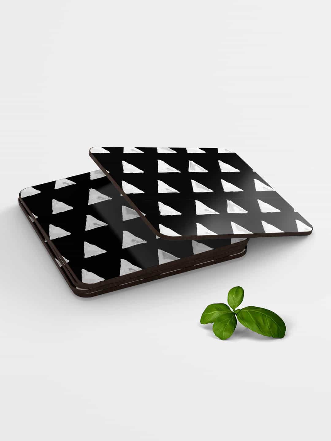 

macmerise Black & White Masaba Black Cone Printed Square Coaster