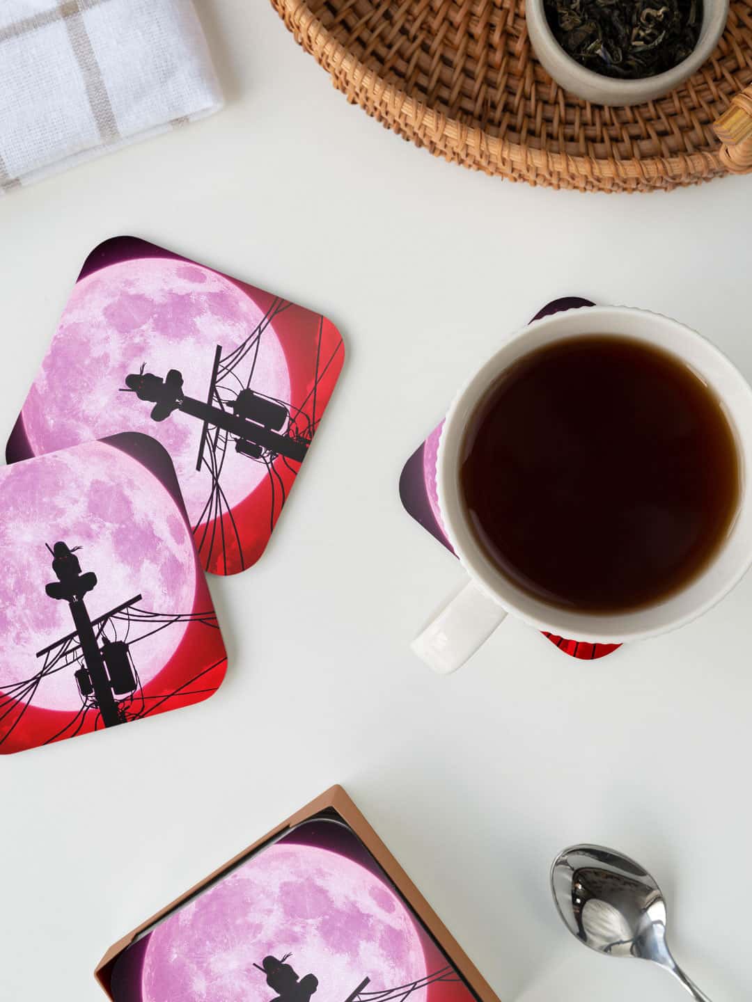 

macmerise Illustrations Pink & Red Itachi Uchiha Printed Square Coaster