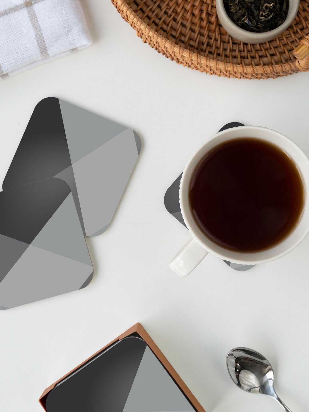 

macmerise Illustrations Black & Grey Criss Cross Printed Square Coaster
