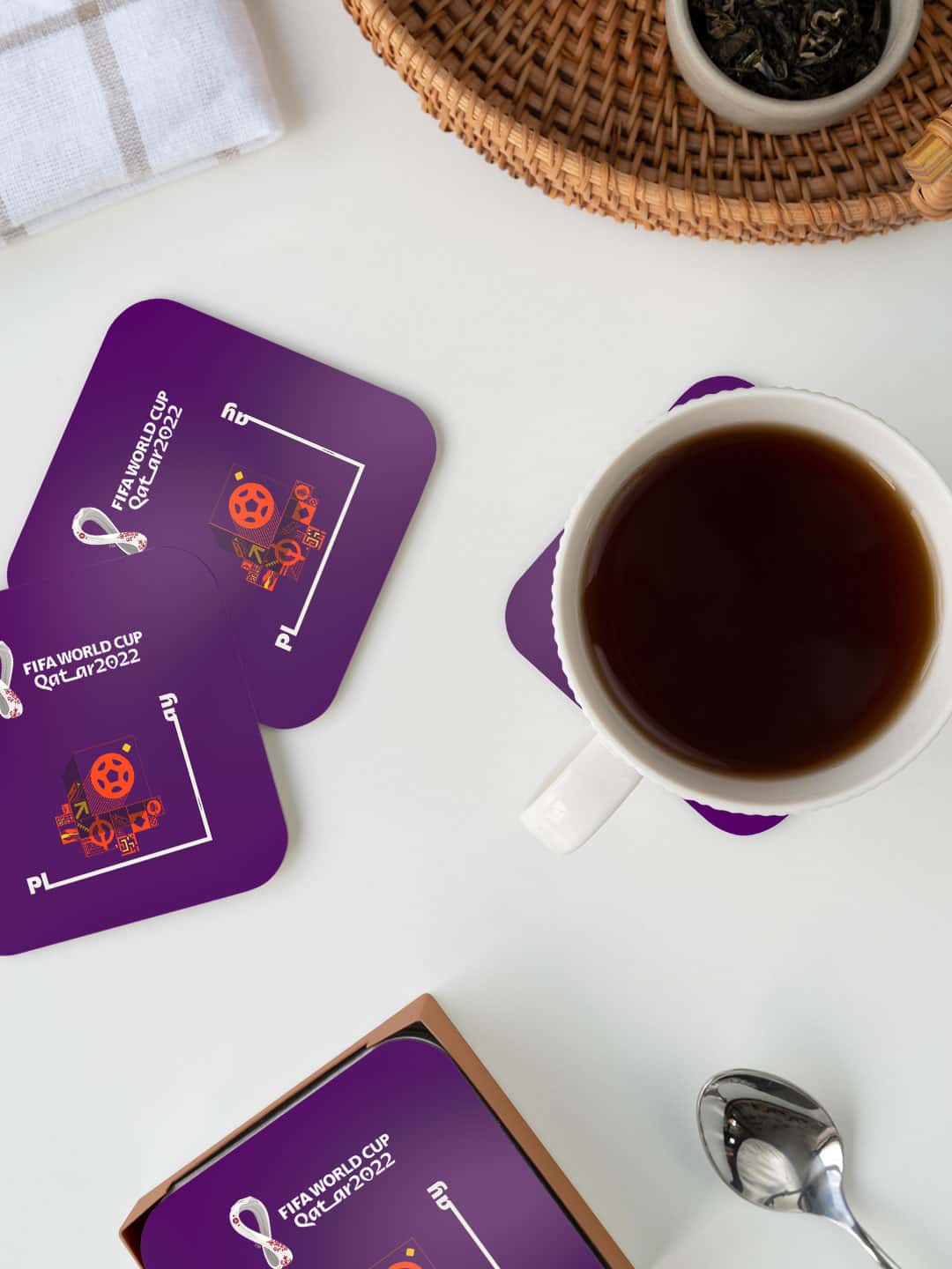 

macmerise FIFA Purple & White World Cup Qatar Printed Square Coaster