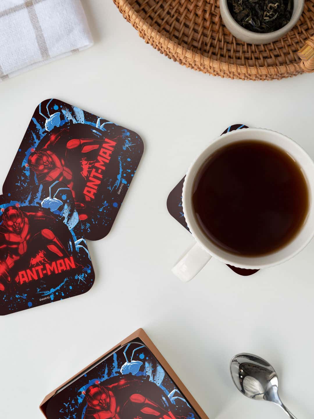 

macmerise Marvel Red & Blue Neon Ant Man Printed Square Coaster