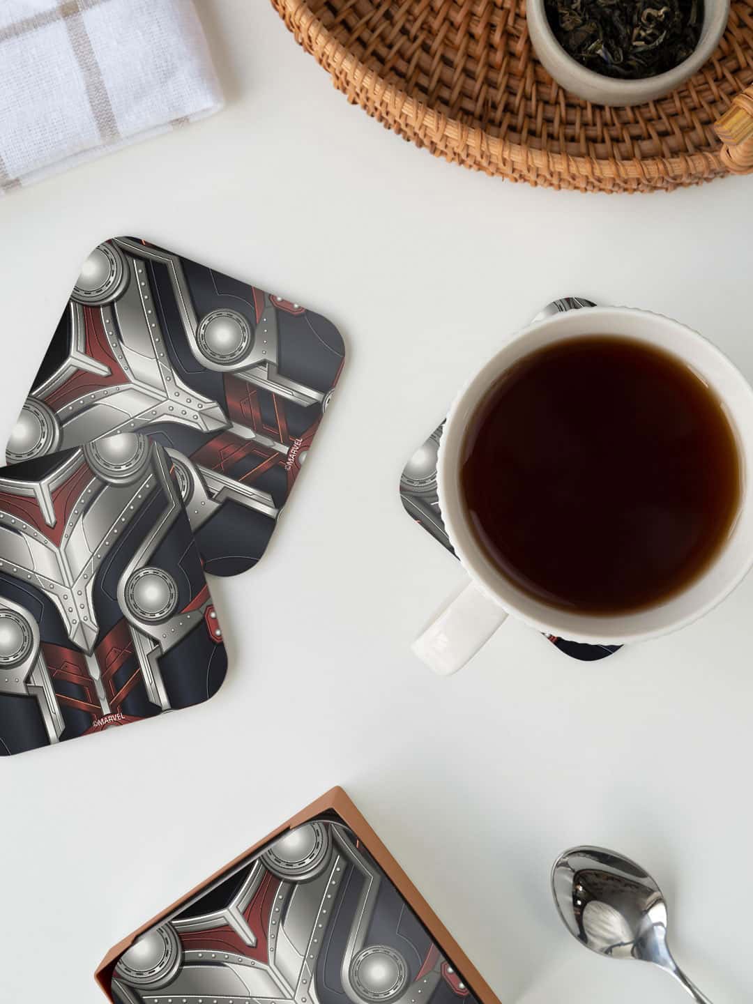 

macmerise Marvel Grey & Maroon Suit Up Mighty Thor Printed Square Coaster
