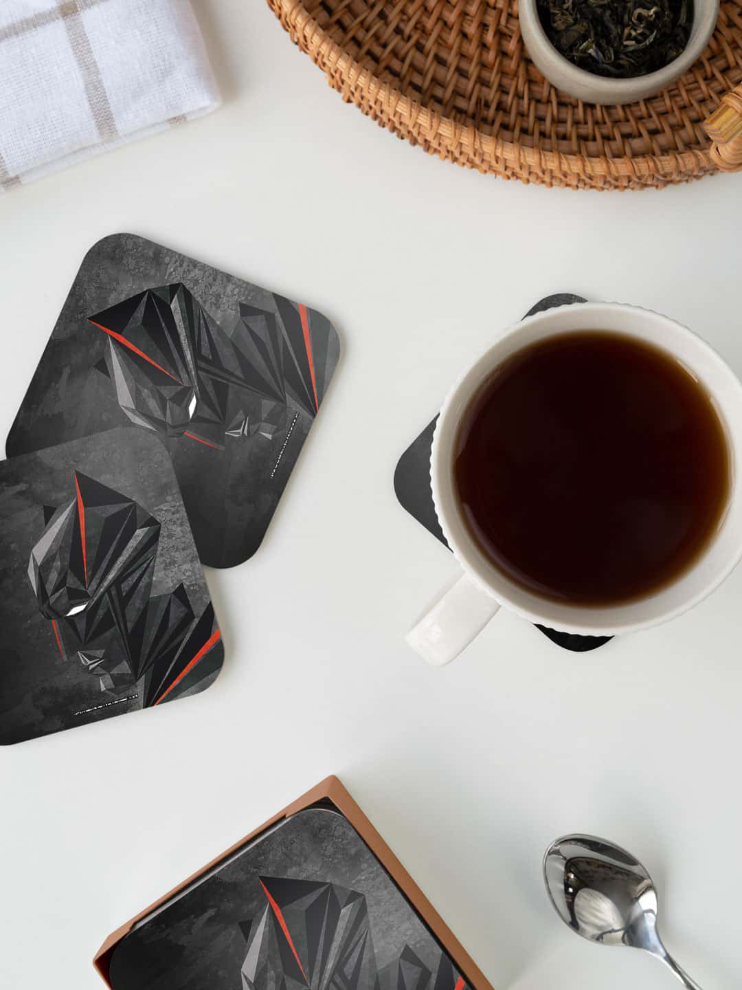 

macmerise DC Comics Black & Red Geometric Batman Printed Square Coaster