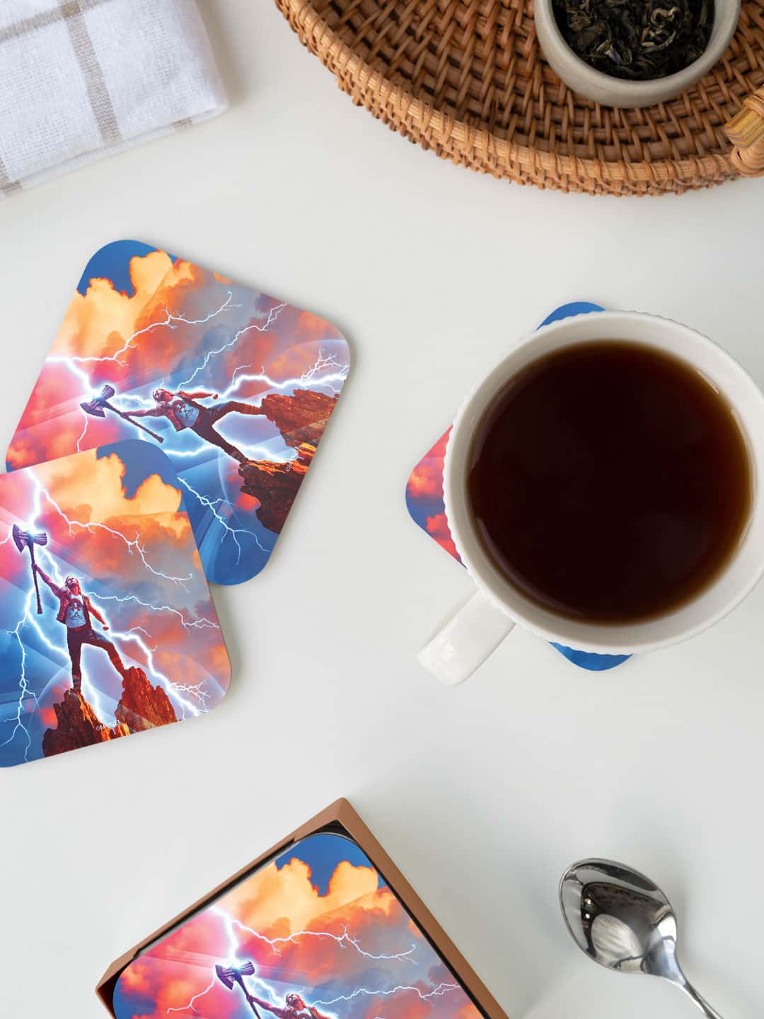 

macmerise Marvel Red & Blue Raise the Stormbreaker Printed Square Coaster