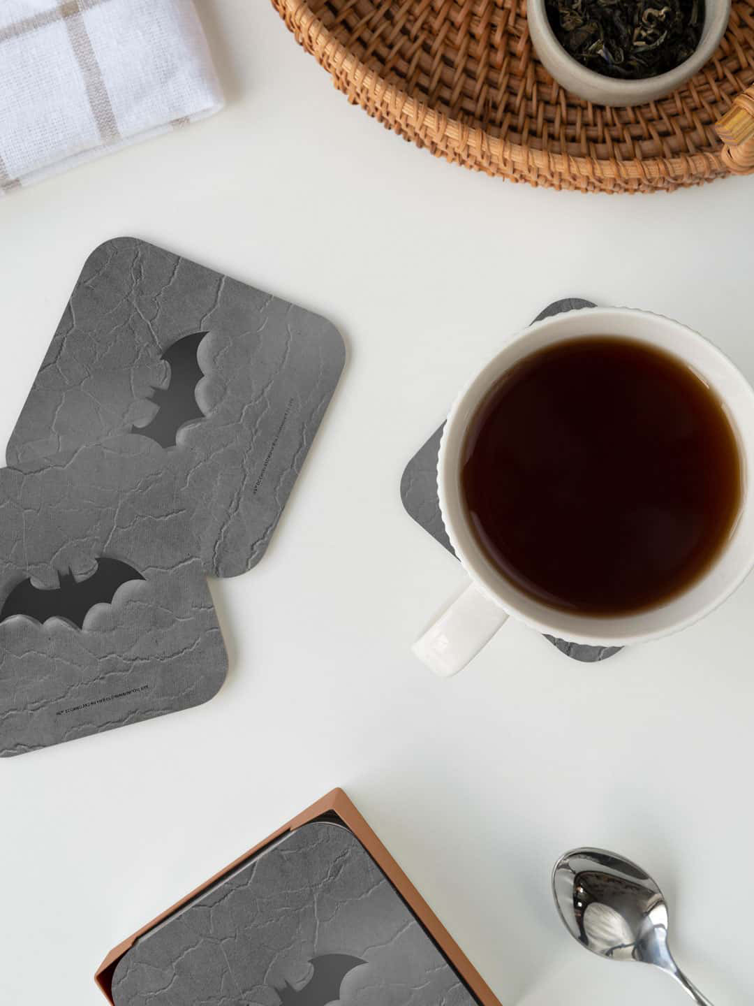 

macmerise Grey & Black Fade Out Batman Printed Square Coaster