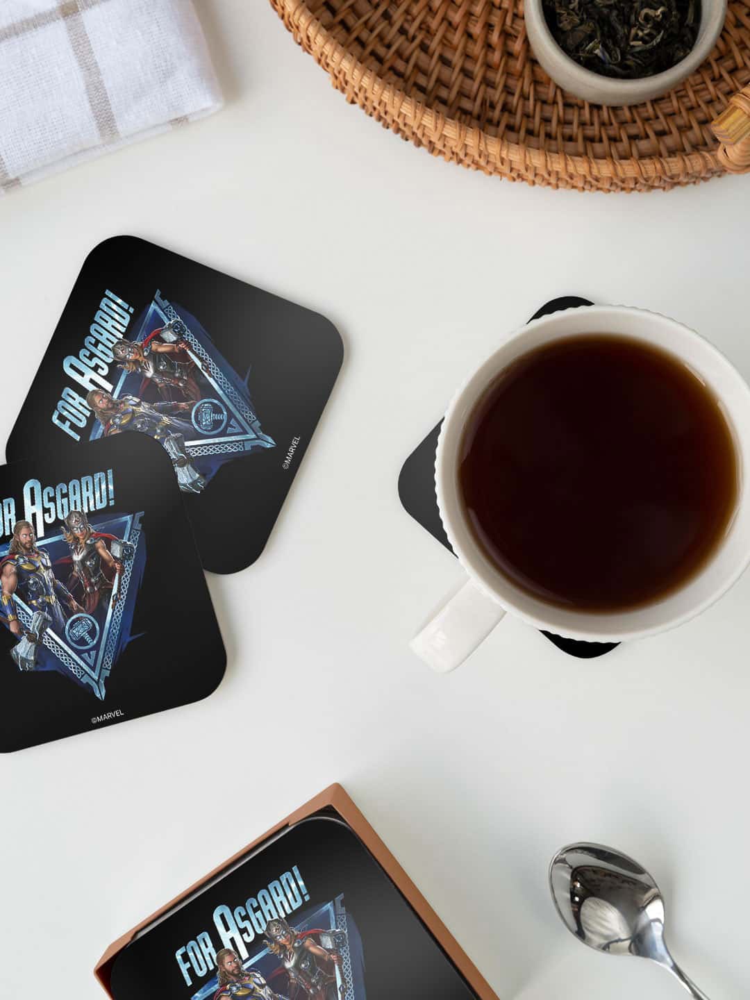 

macmerise Marvel Blue & Black For Asgard Printed Square Coaster