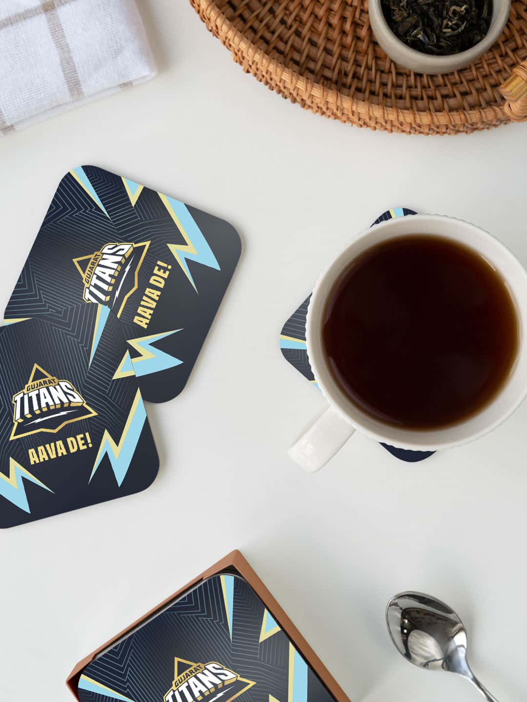 

macmerise Gujrat Titans Black & Blue Gujarat Titans Aava De Printed Square Coaster