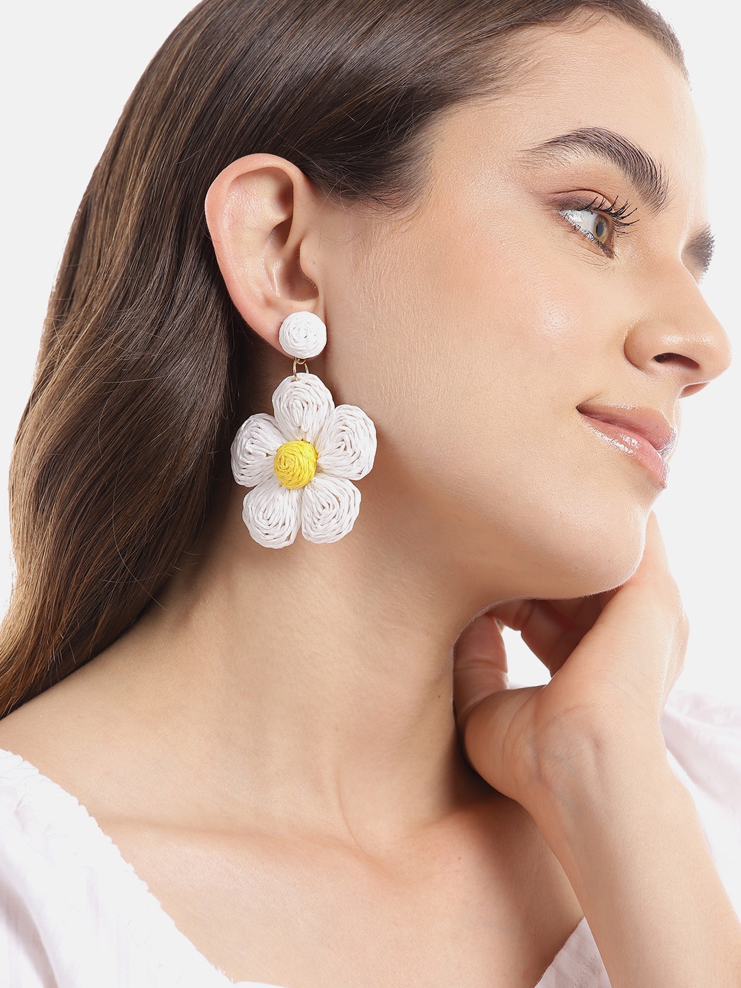 

Carlton London Gold-Plated Floral Drop Earrings, White