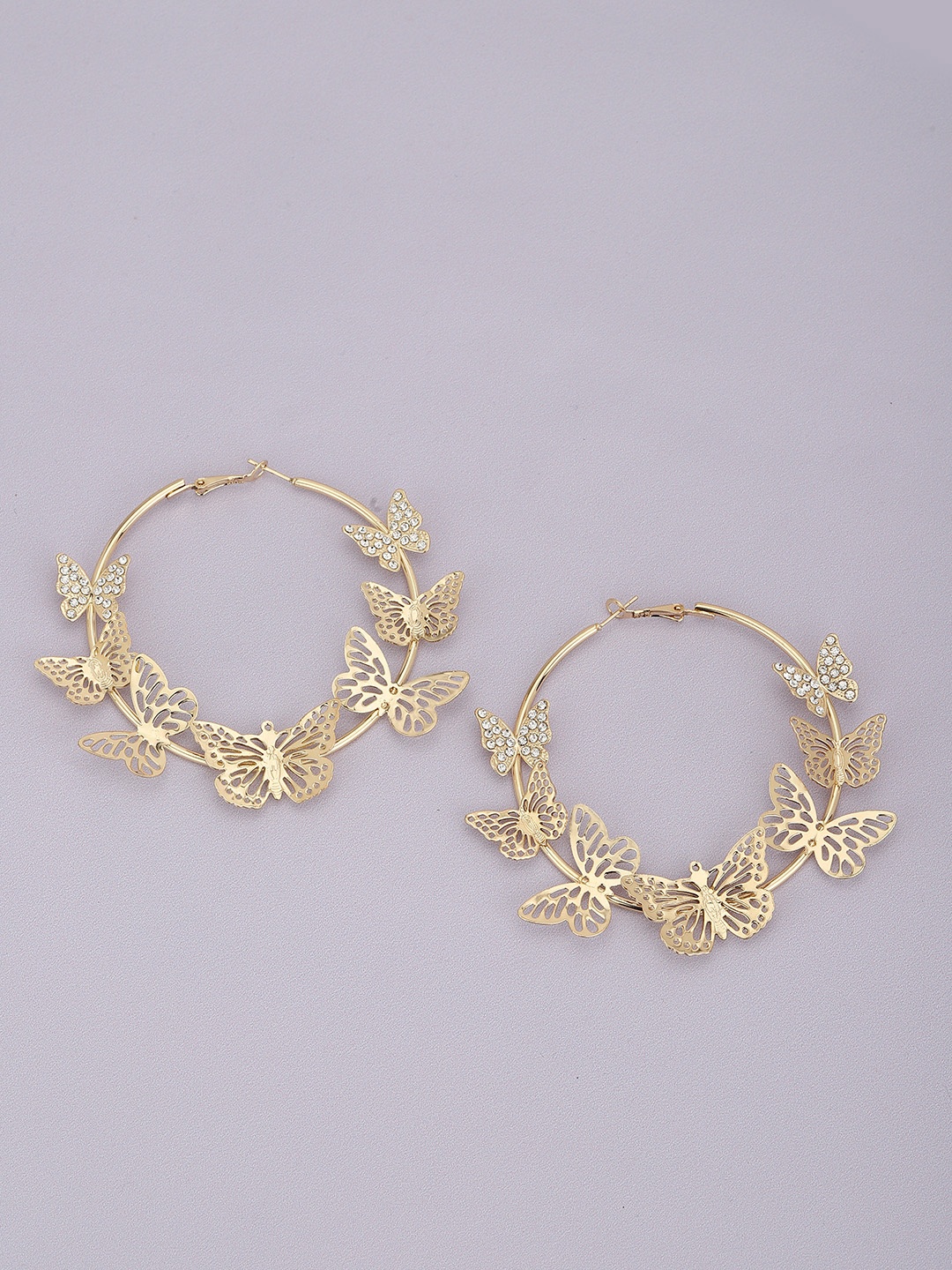 

Carlton London Gold-Plated CZ-Studded Butterfly Hoop Earrings