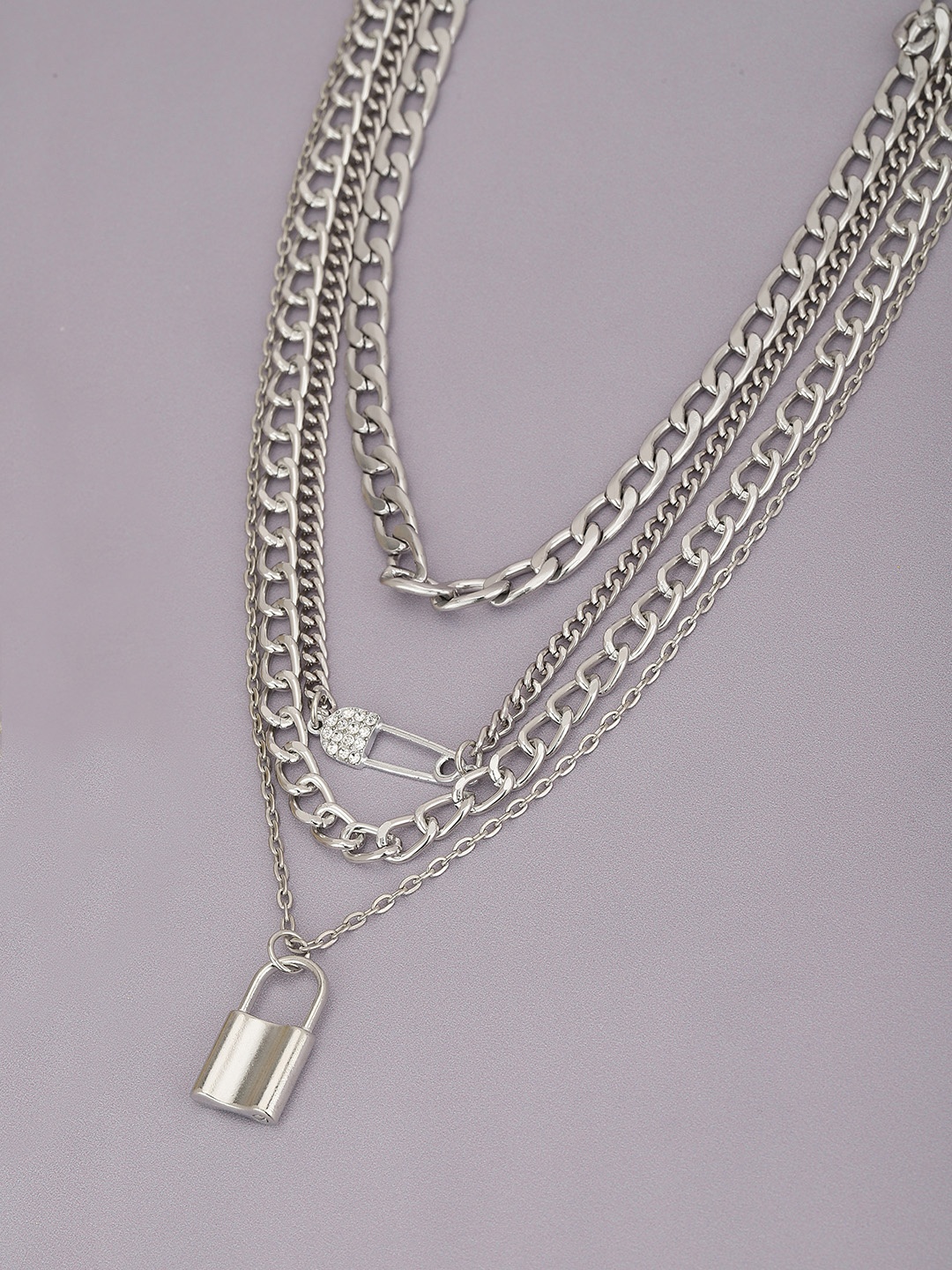 

Carlton London Rhodium-Plated Layered Necklace, Silver