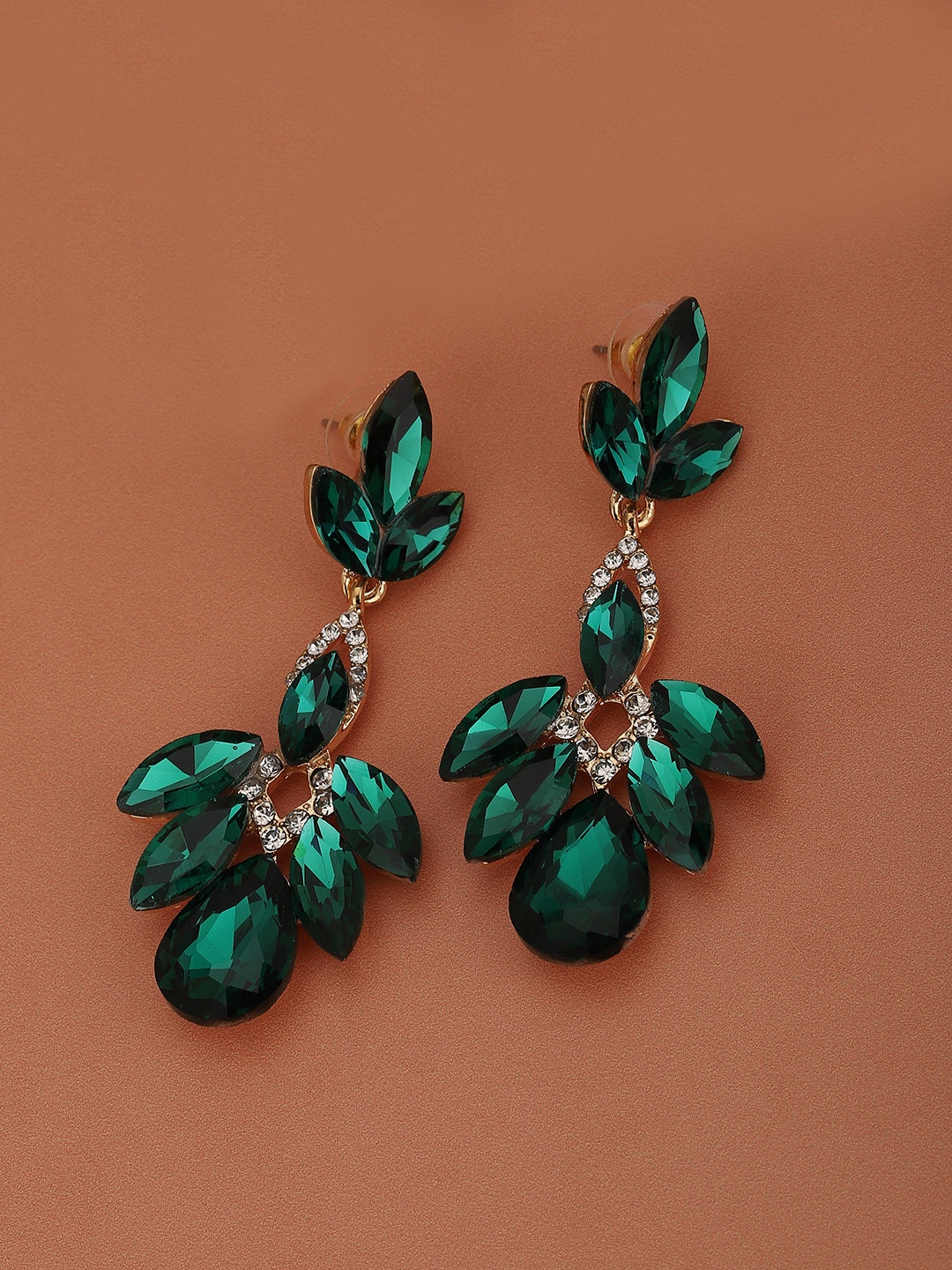 

Carlton London Gold-Plated Leaf Shaped Drop Earrings