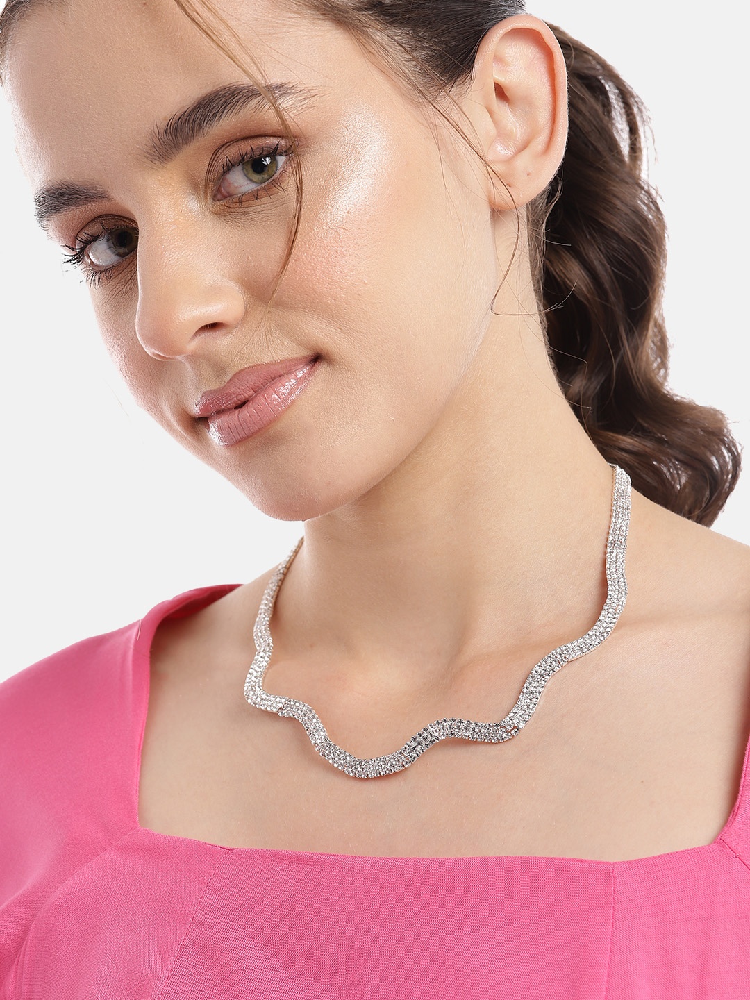 

Carlton London Rhodium-Plated CZ Necklace, Silver