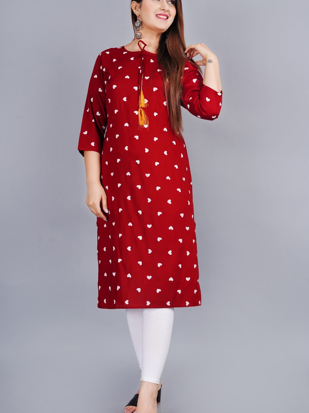 

SIPET Abstract Printed Straight Kurta, Maroon