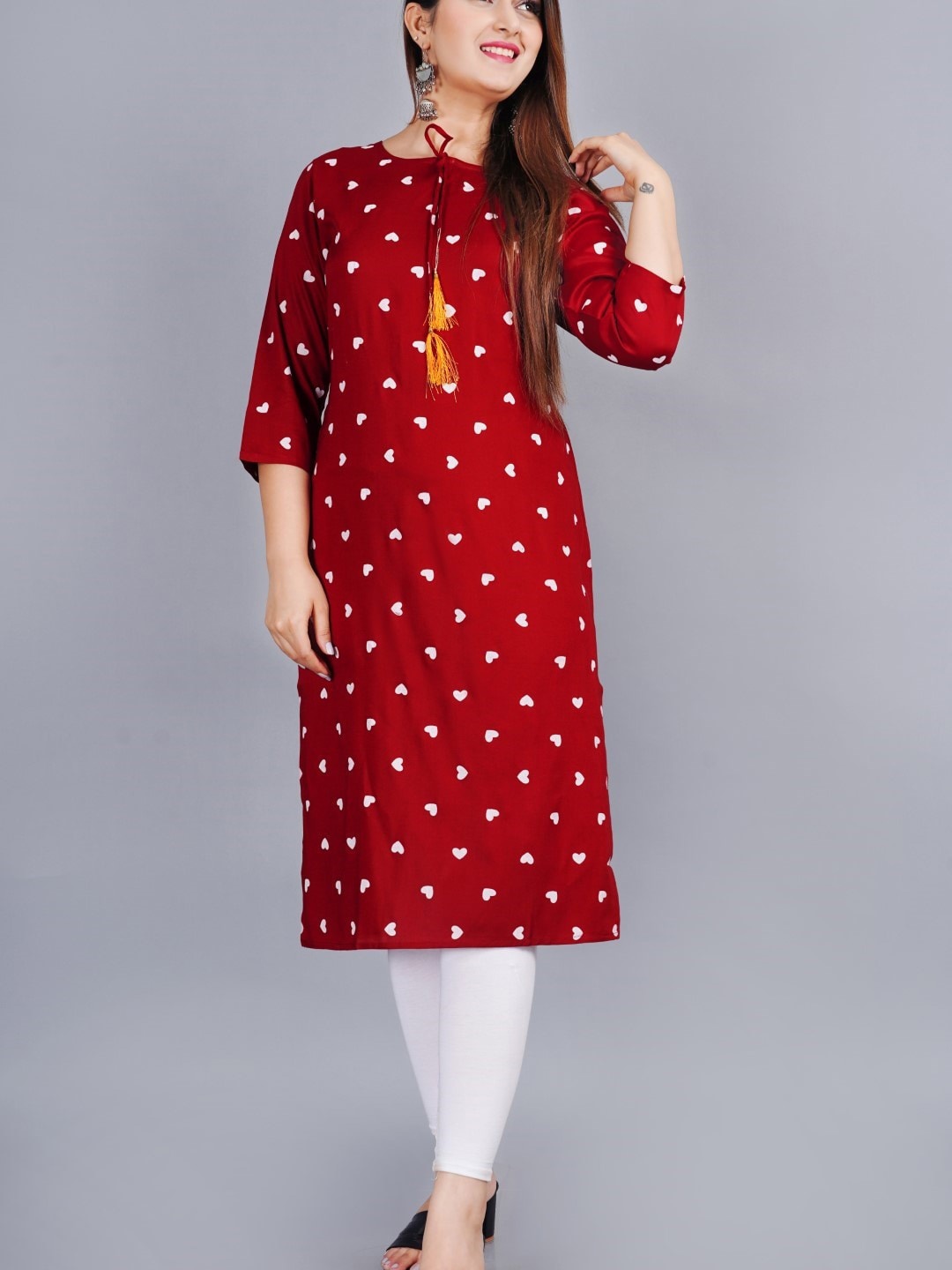 

SIPET Conversational Printed Straight Kurta, Red