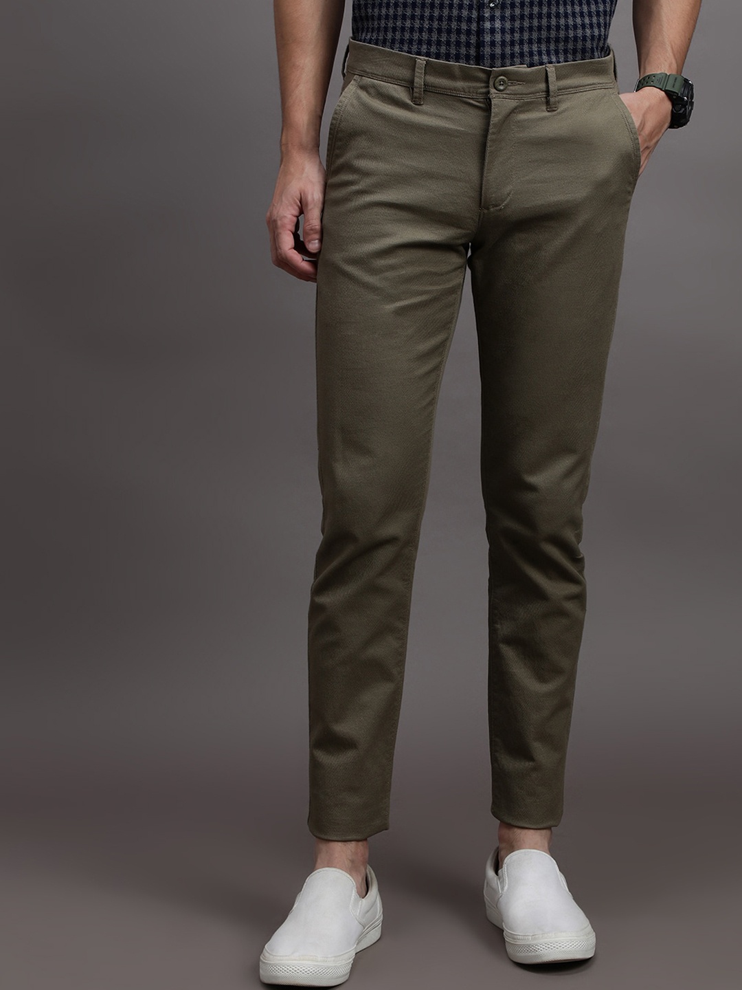 

Crocodile Men Smart Slim Fit Cotton Chino Trousers, Olive