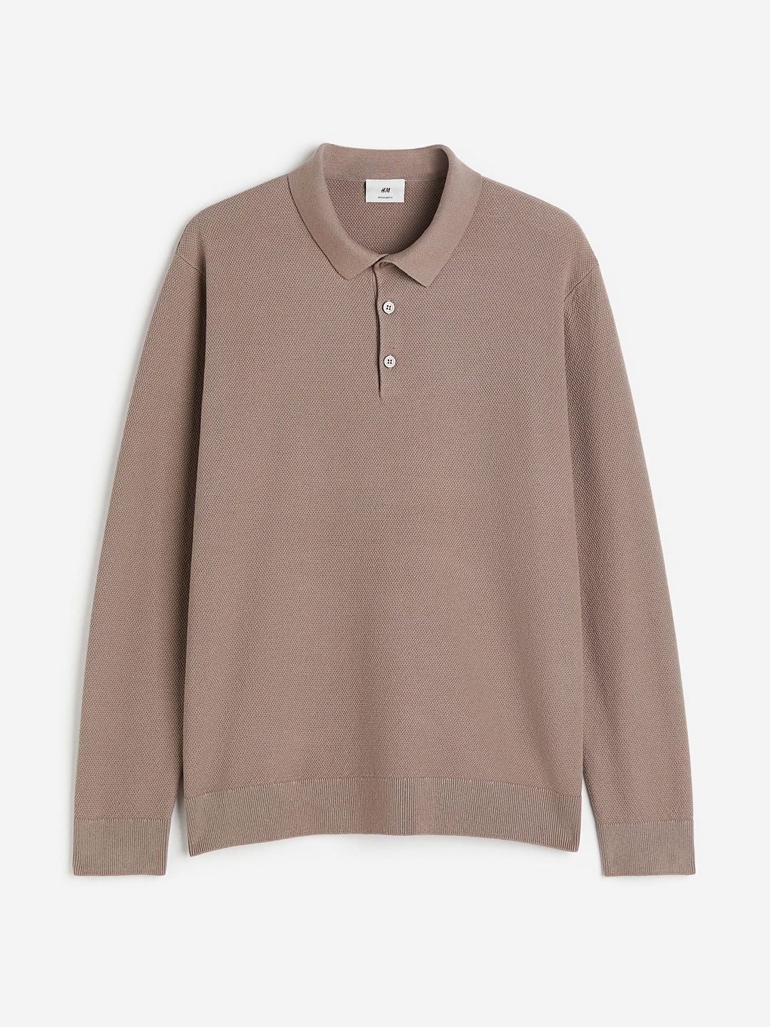 

H&M Men Pure Cotton Regular Fit Polo Shirt, Beige